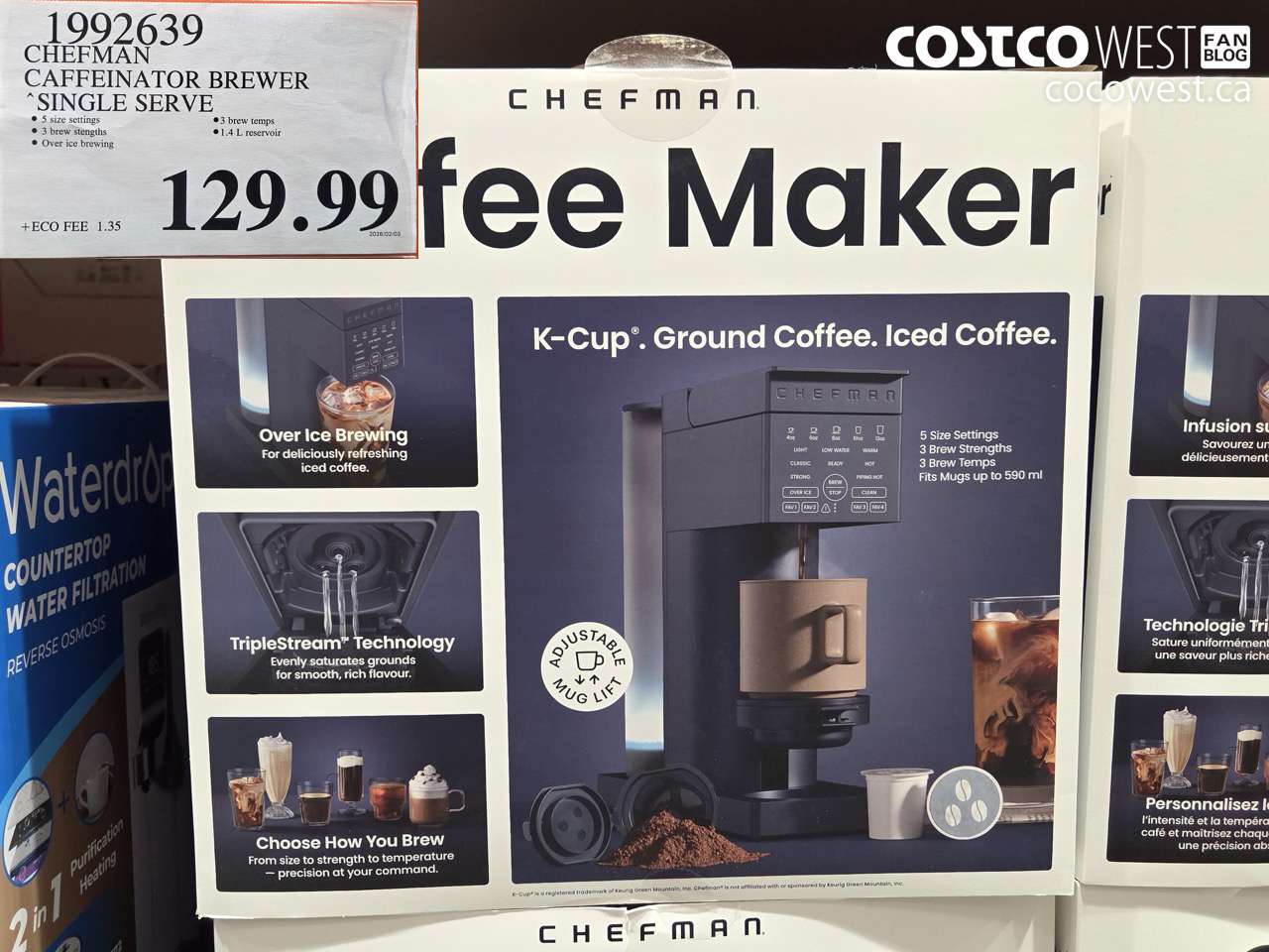 1992639 CHEFMAN CAFFEINATOR BREWER SINGLE SERVE $129.99