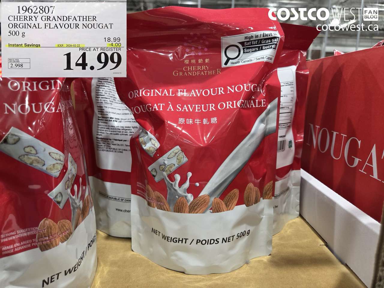 1962807 CHERRY GRANDFATHER ORGINAL FLAVOUR NOUGAT 500G ($4.00 INSTANT SAVINGS EXPIRES ON 2026-02-22) $14.99