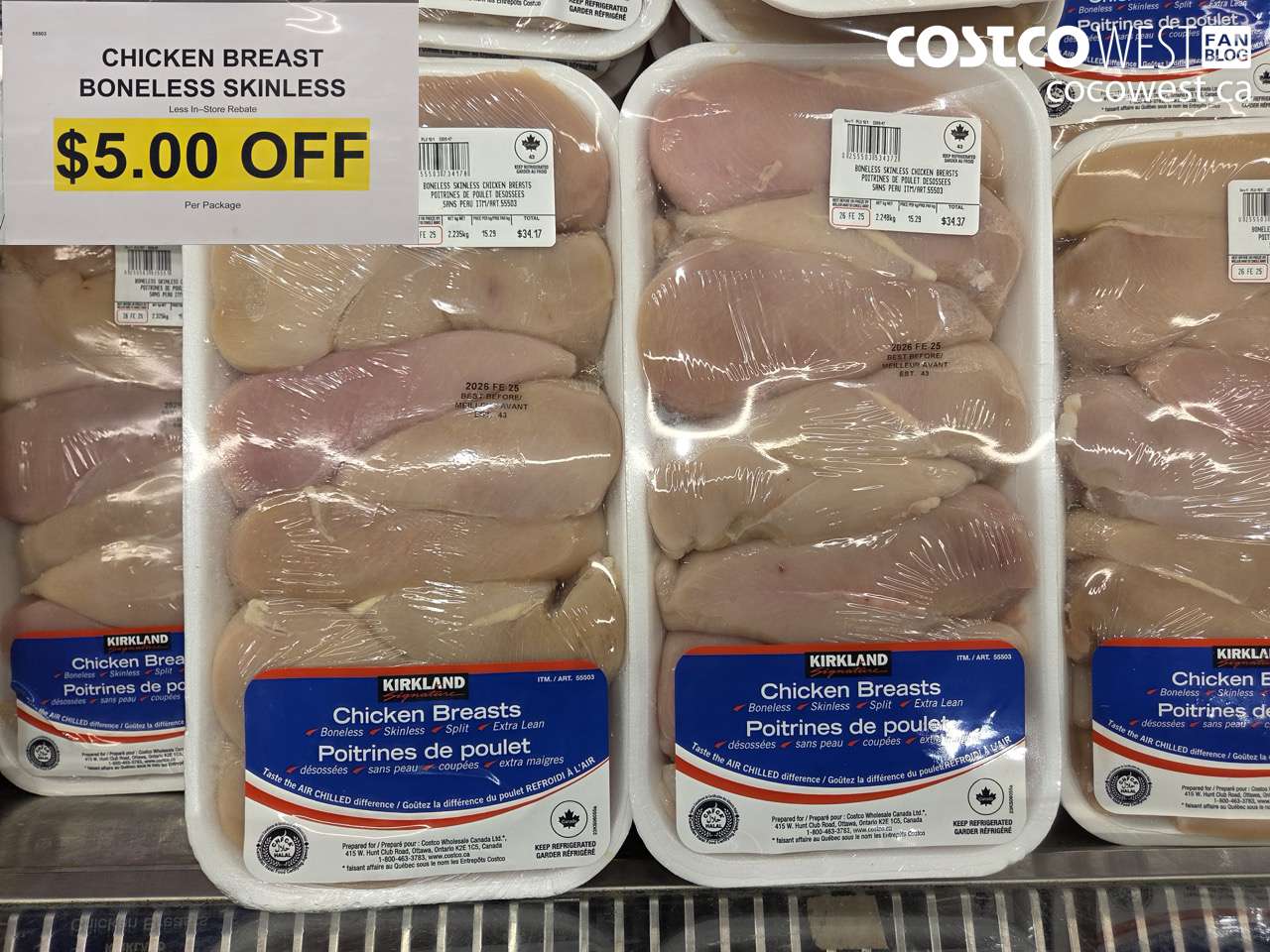 55503 CHICKEN BREAST BONELESS SKINLESS ($5.00 INSTANT SAVINGS)