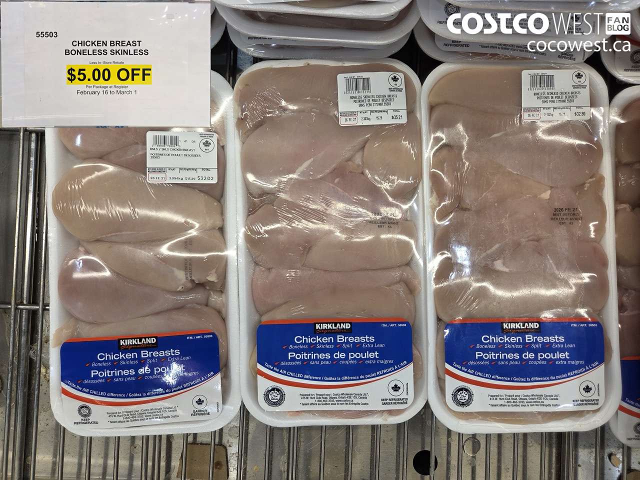 55503 CHICKEN BREAST BONLESS SKINLESS ($5.00 INSTANT SAVINGS EXPIRES ON 2026-03-01)