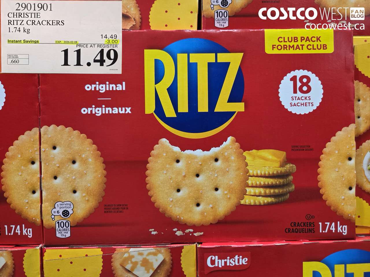 2901901 CHRISTIE RITZ CRACKERS 1.74 kg ($3.00 INSTANT SAVINGS EXPIRES ON 2026-02-08) $11.49