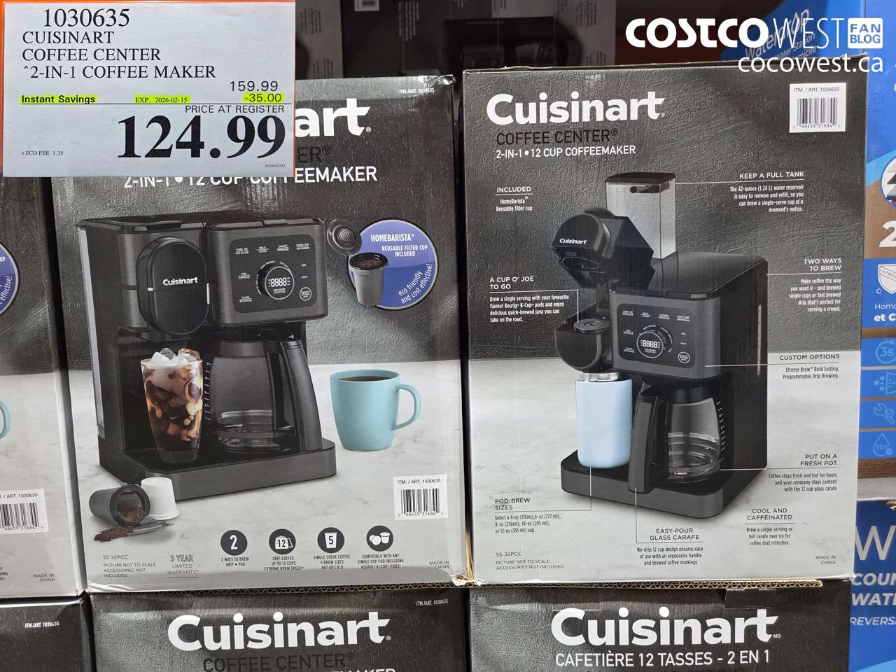 1030635 CISINART COFFEE CENTER 2-IN-1 COFFEE MAKER ($35.00 INSTANT SAVINGS EXPIRES ON 2026-02-15) $124.99