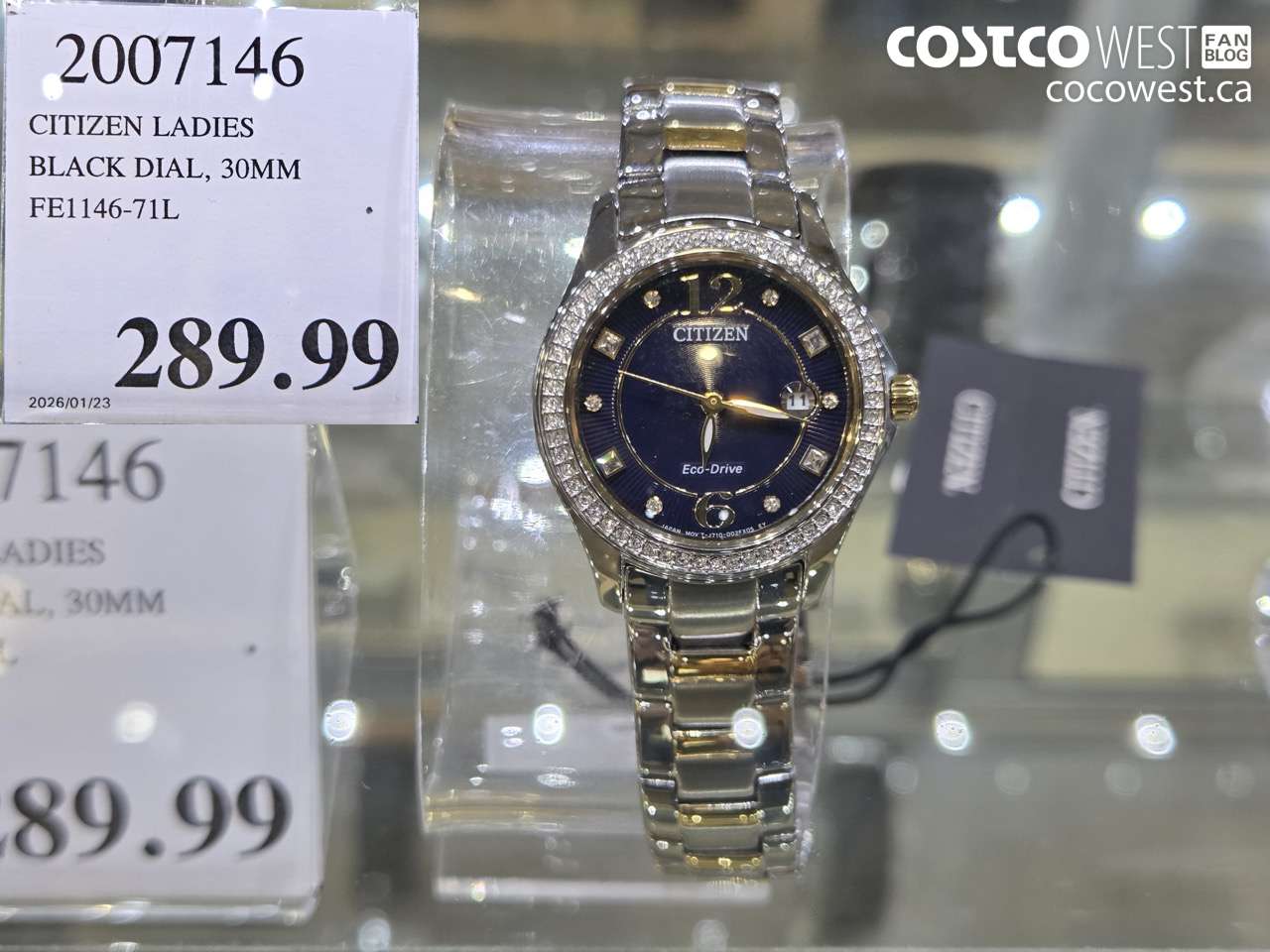 2007146 CITIZEN LADIES BLACK DIAL, 30MM FE1146-71L $289.99