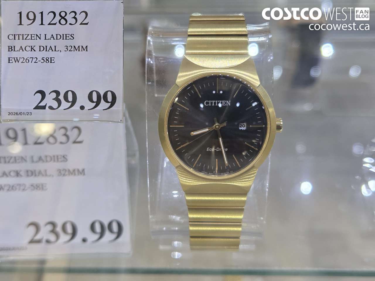 1912832 CITIZEN LADIES BLACK DIAL, 32MM EW2672-58E $239.99