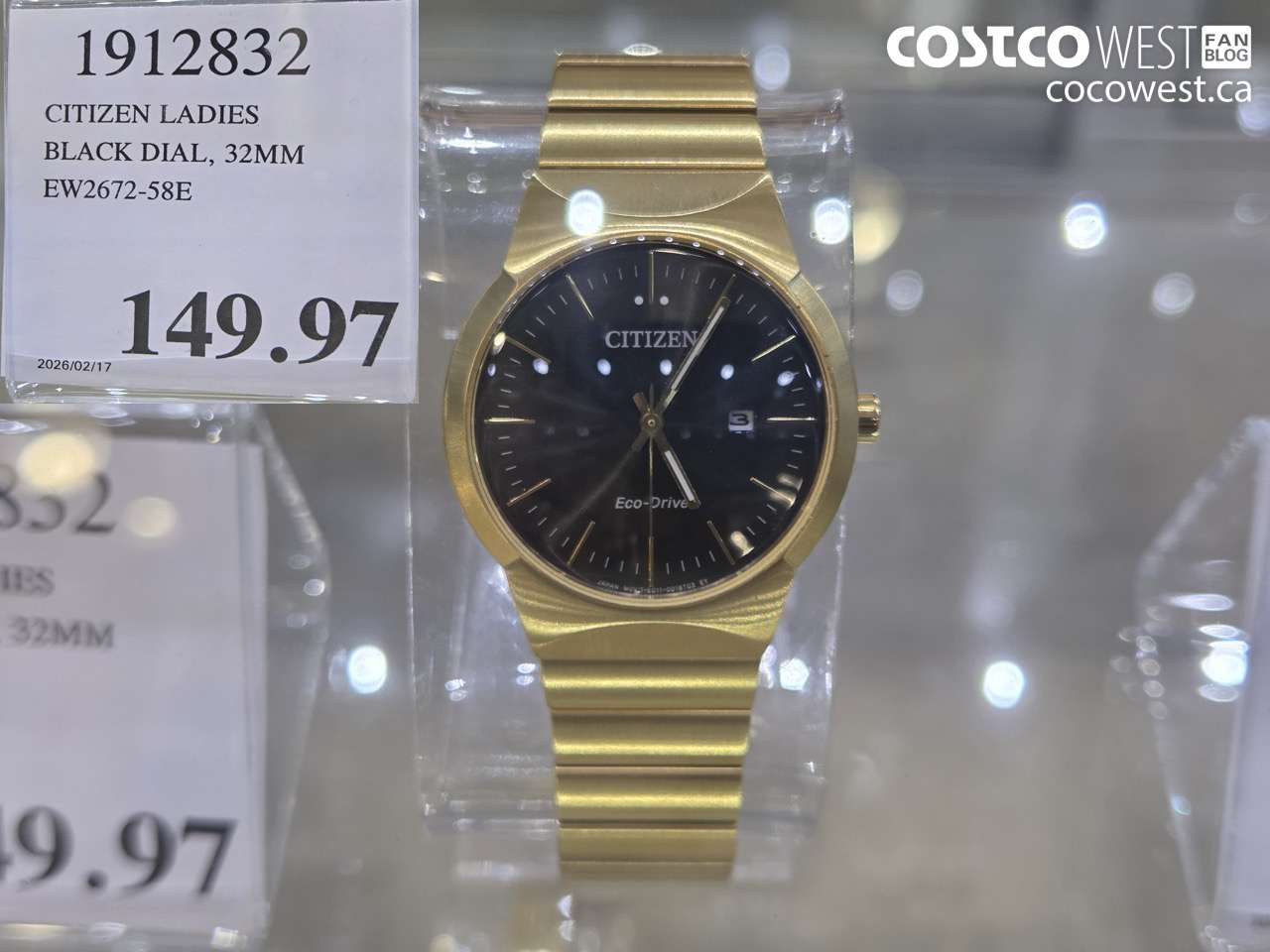 1912832 CITIZEN LADIES BLACK DIAL, 32MM EW2672-58E $149.97