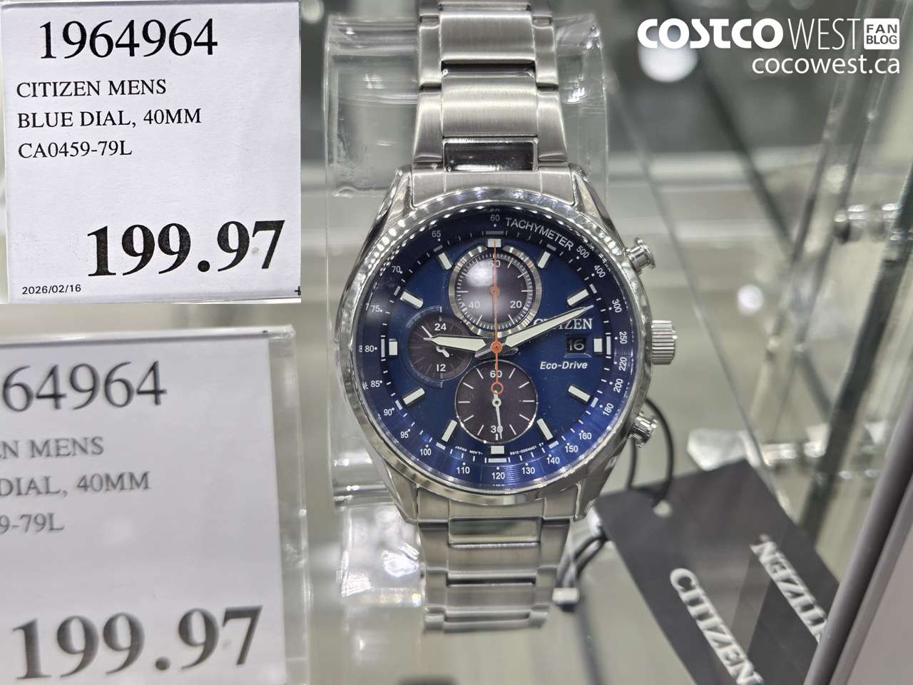 1964964 CITIZEN MENS BLUE DIAL, 40MM CA0459-79L $199.97