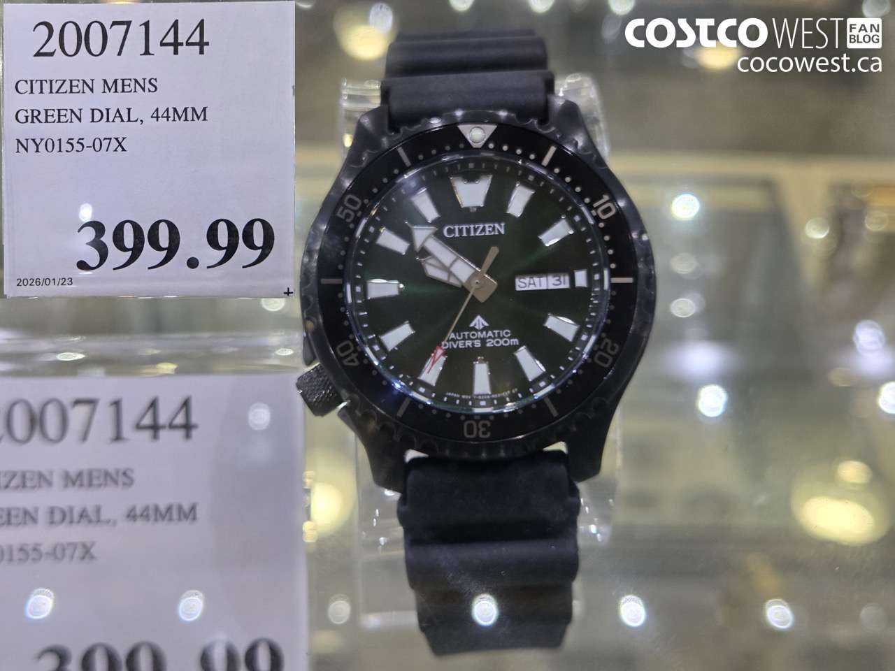 2007144 CITIZEN MENS GREEN DIAL, 44MM NY0155-07X $399.99