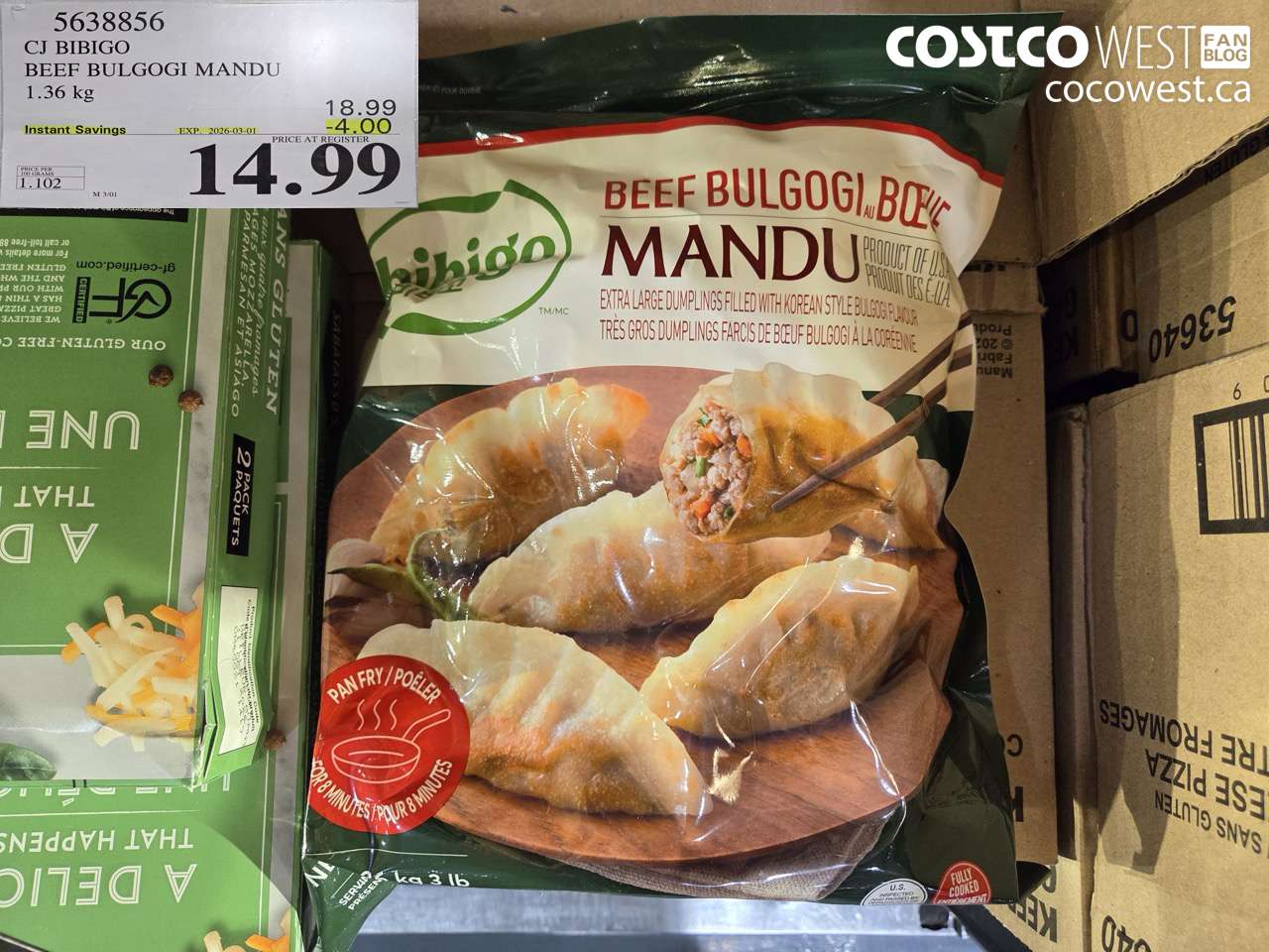 5638856 CJ BIBIGO BEEF BULGOGI MANDU 1.36 KG ($4.00 INSTANT SAVINGS EXPIRES ON 2026-03-01) $14.99