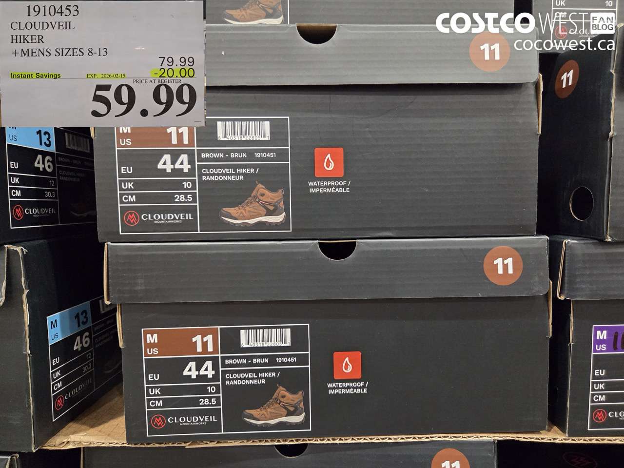 1910453 CLOUDVEIL HIKER + MENS SIZES 8-13 ($20.00 INSTANT SAVINGS EXPIRES ON 2026-02-15) $59.99