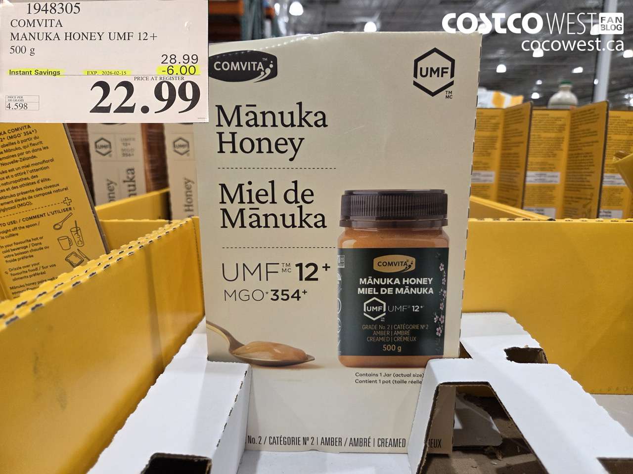 1948305 COMVITA MANUKA HONEY UMF 12+ 500 g ($6.00 INSTANT SAVINGS EXPIRES ON 2026-02-15) $22.99