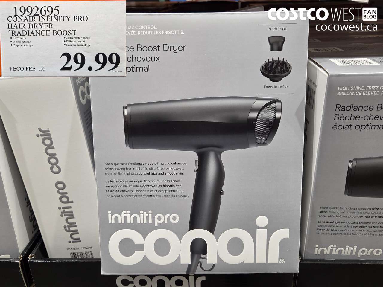 1992695 CONAIR INFINITY PRO HAIR DRYER 'RADIANCE BOOST $29.99