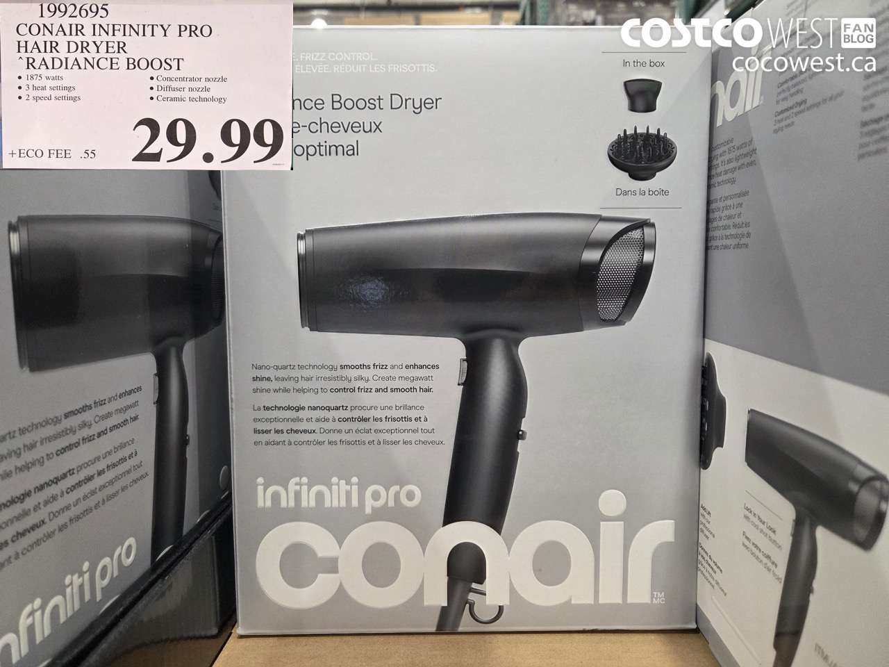 1992695 CONAIR INFINITY PRO HAIR DRYER RADIANCE BOOST $29.99
