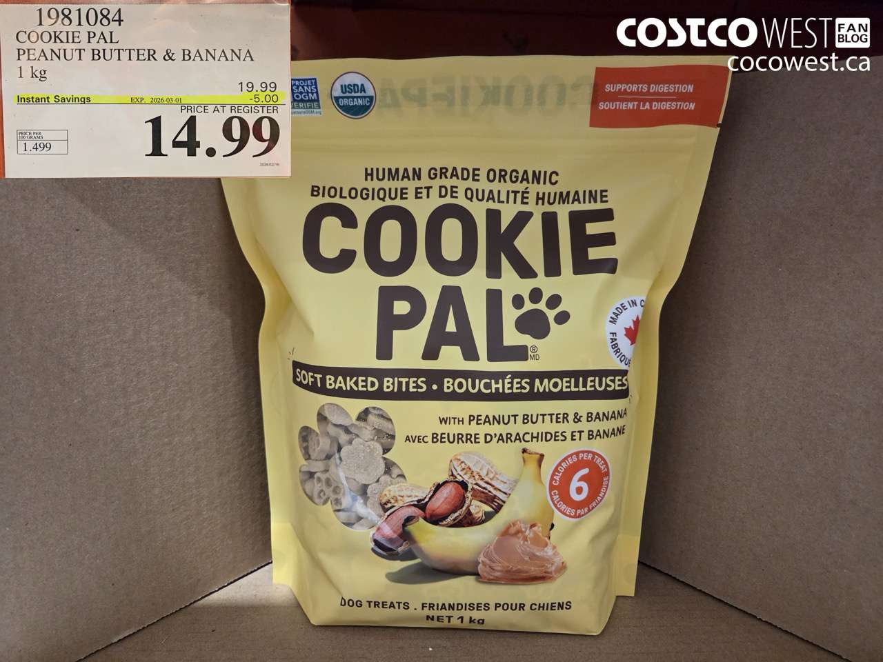 1981084 COOKIE PAL PEANUT BUTTER & BANANA 1KG ($5.00 INSTANT SAVINGS EXPIRES ON 2026-03-01) $14.99