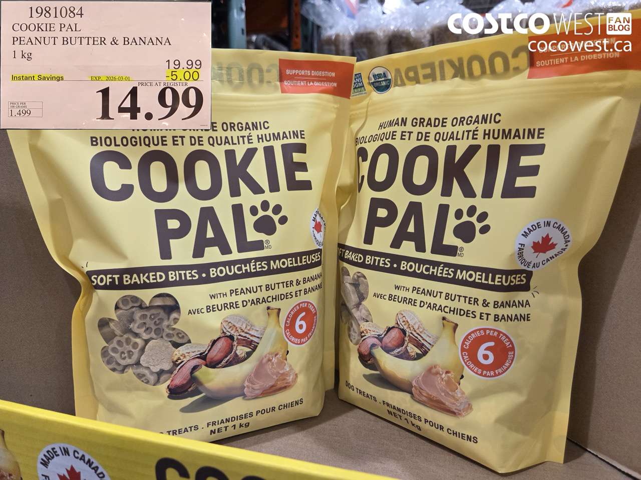 1981084 COOKIE PAL PEANUT BUTTER & BANANA 1 KG ($5.00 INSTANT SAVINGS EXPIRES ON 2026-03-01) $14.99