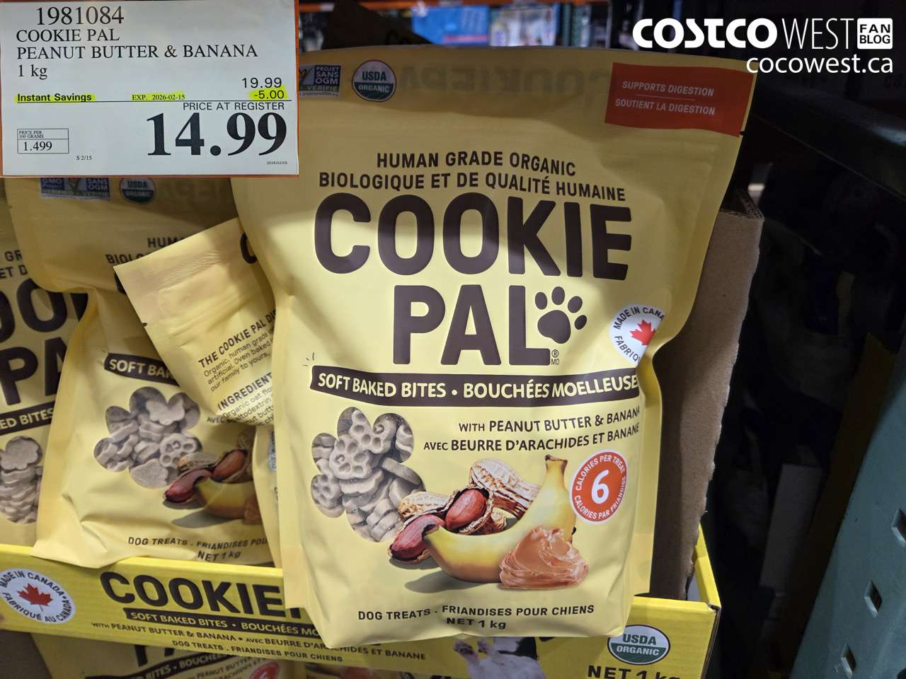1981084 COOKIE PAL PEANUT BUTTER & BANANA 1 kg ($5.00 INSTANT SAVINGS EXPIRES ON 2026-02-15) $14.99