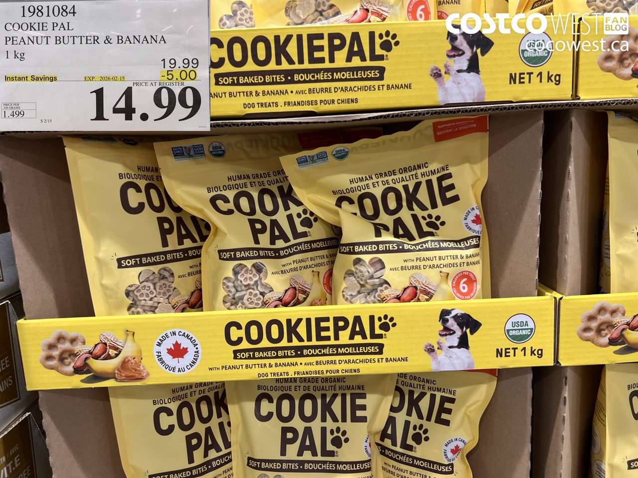 1981084 COOKIE PAL PEANUT BUTTER & BANANA 1 kg ($5.00 INSTANT SAVINGS EXPIRES ON 2026-02-15) $14.99