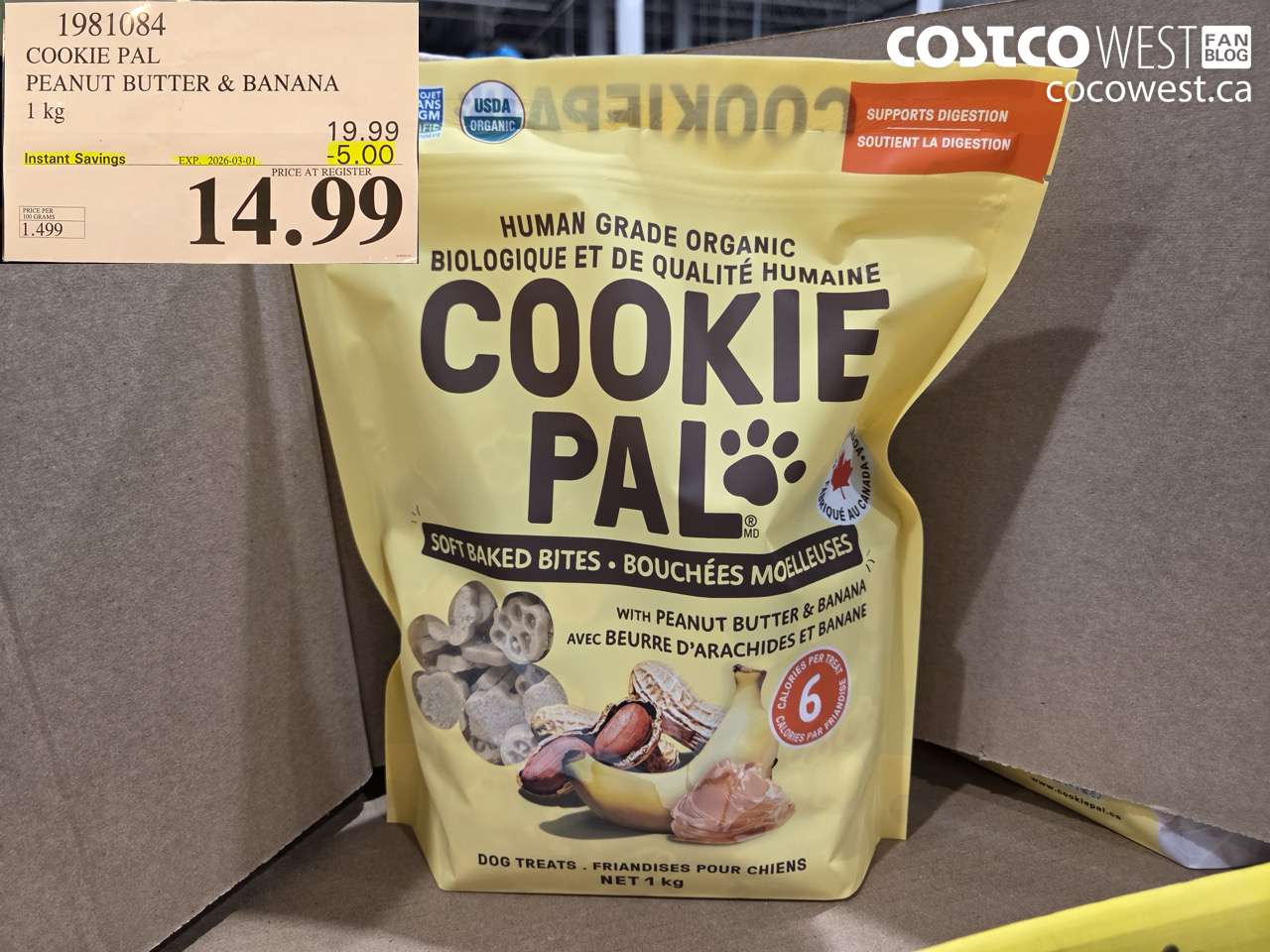 1981084 COOKIE PAL PEANUT BUTTER & BANANA 1 kg ($5.00 INSTANT SAVINGS EXPIRES ON 2026-03-01) $14.99