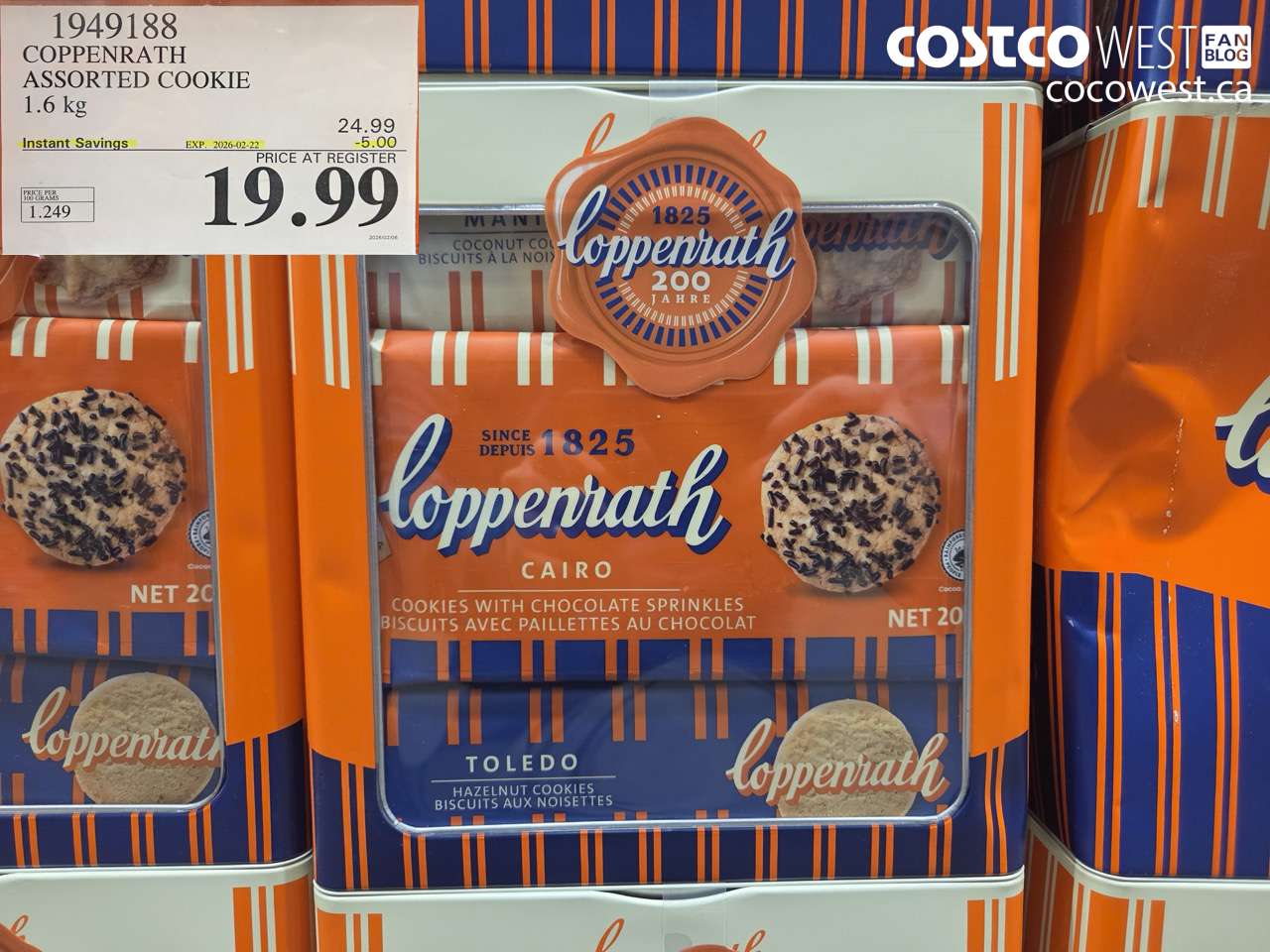 1949188 COPPENRATH ASSORTED COOKIE 1.6 kg ($5.00 INSTANT SAVINGS EXPIRES ON 2026-02-22) $19.99