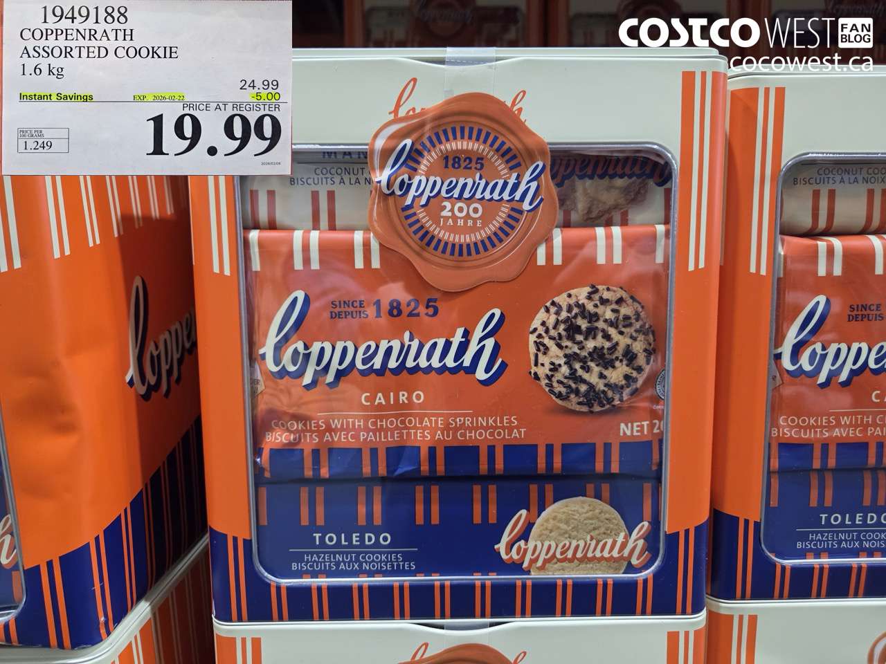 1949188 COPPENRATH ASSORTED COOKIE 1.6 kg ($5.00 INSTANT SAVINGS EXPIRES ON 2026-02-22) $19.99