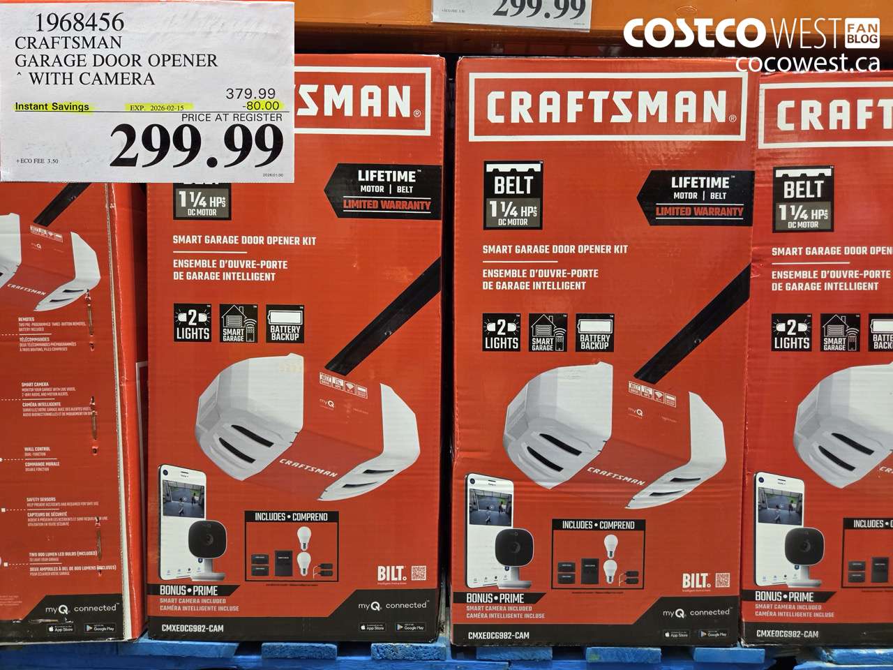 1968456 CRAFTSMAN GARAGE DOOR OPENER WITH CAMERA ($80.00 INSTANT SAVINGS EXPIRES ON 2026-02-15) $299.99