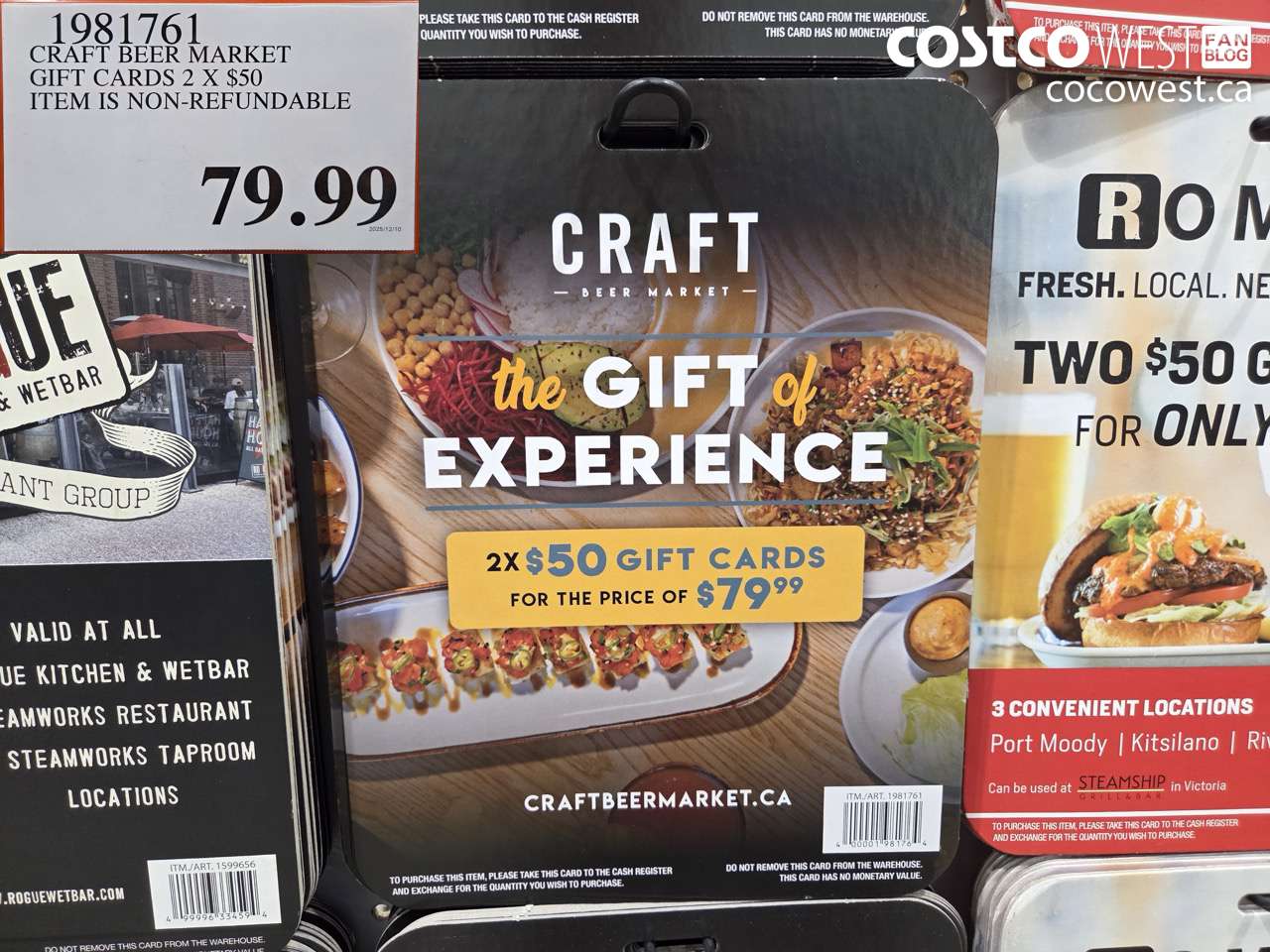 1981761 CRAFT BEER MARKET GIFT CARDS 2 X $50 ITEM IS NON-REFUNDABLE $79.99