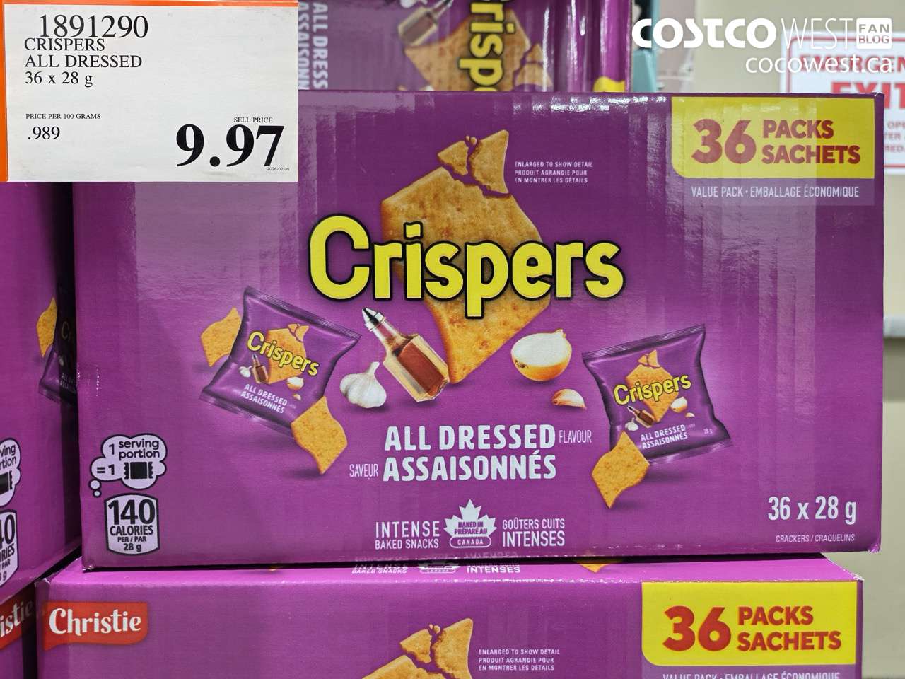 1891290 CRISPERS ALL DRESSED 36 x 28 g $9.97