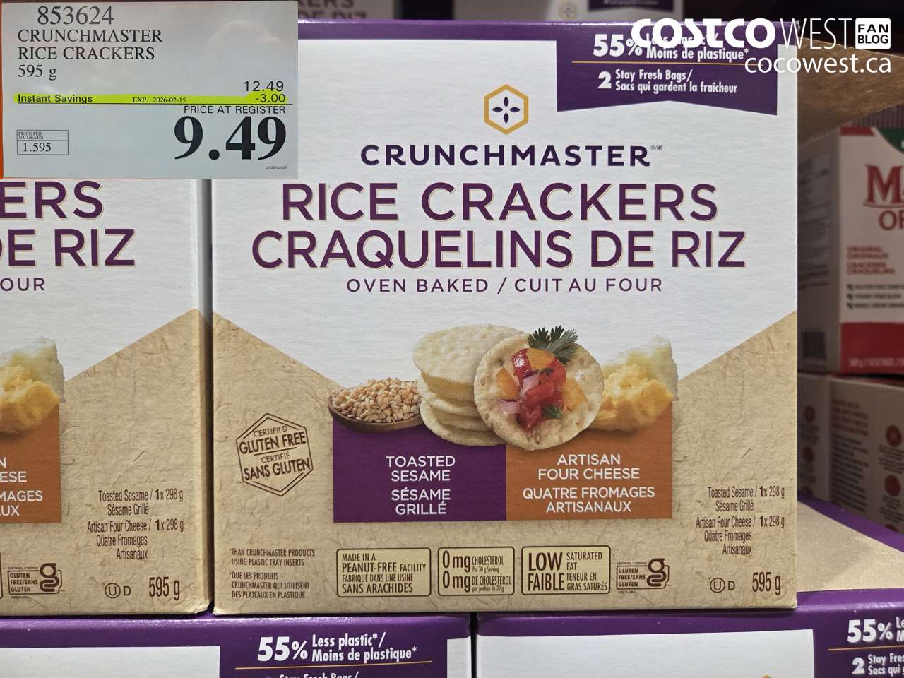 853624 CRUNCHMASTER RICE CRACKERS 595 g ($3.00 INSTANT SAVINGS EXPIRES ON 2026-02-15) $9.49
