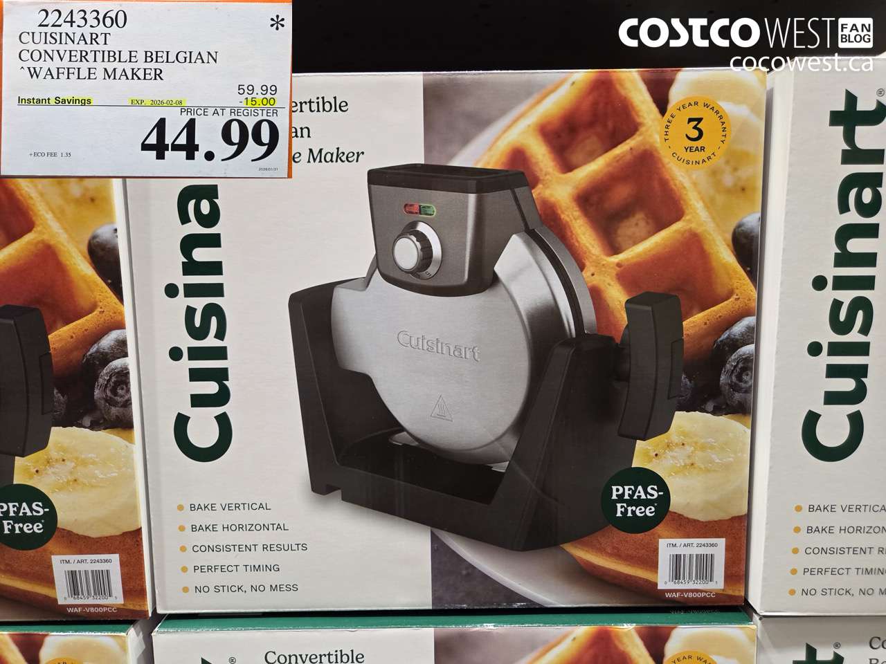 2243360 CUISINART CONVERTIBLE BELGIAN WAFFLE MAKER ($15.00 INSTANT SAVINGS EXPIRES ON 2026-02-08) $44.99