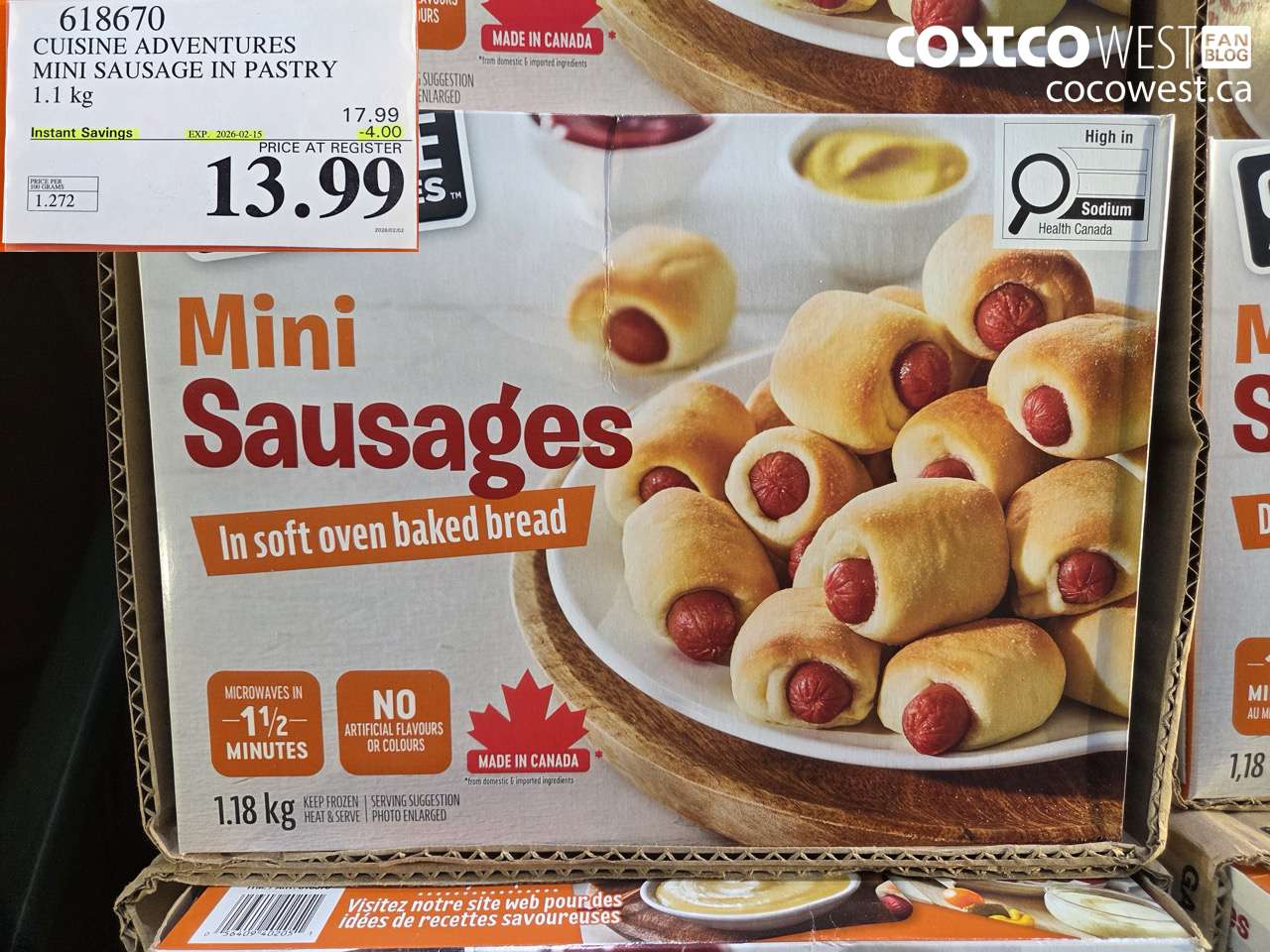 618670 CUISINE ADVENTURES MINI SAUSAGE IN PASTRY 1.1KG ($4.00 INSTANT SAVINGS EXPIRES ON 2026-02-15) $13.99