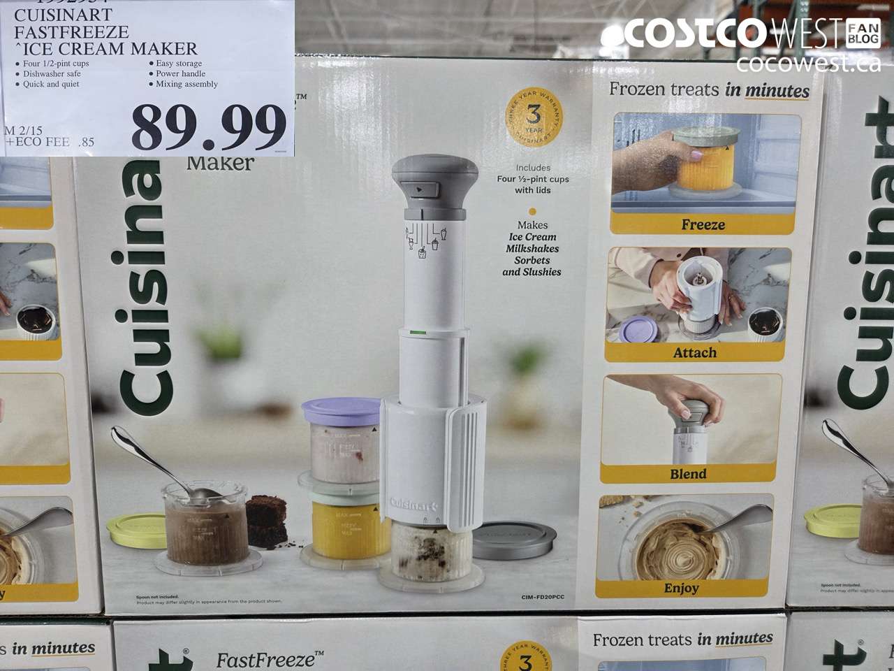 1992954 CUSINART FASTFREEZE ICE CREAM MAKER $89.99