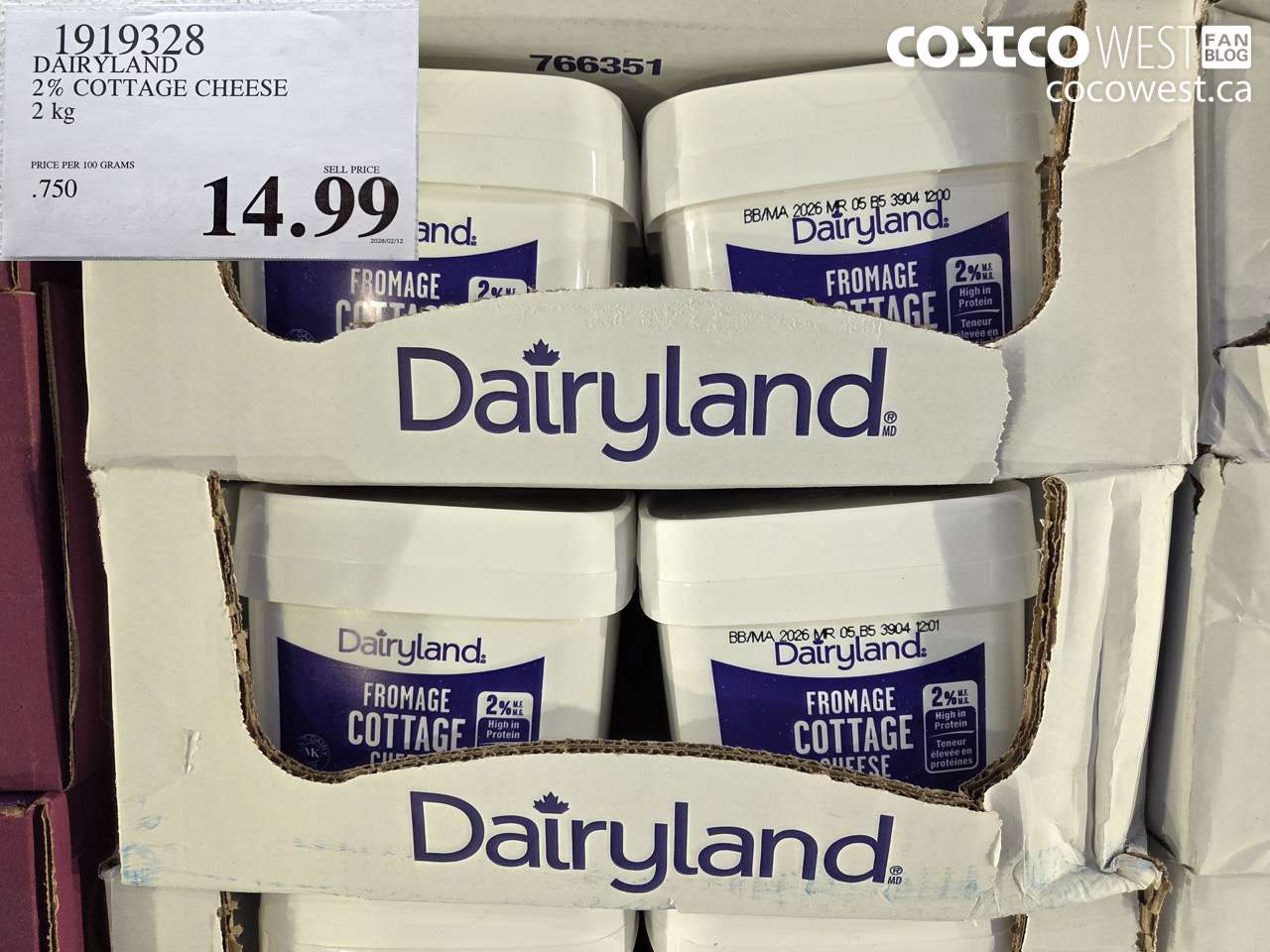1919328 DAIRYLAND 2% COTTAGE CHEESE 2 kg $14.99