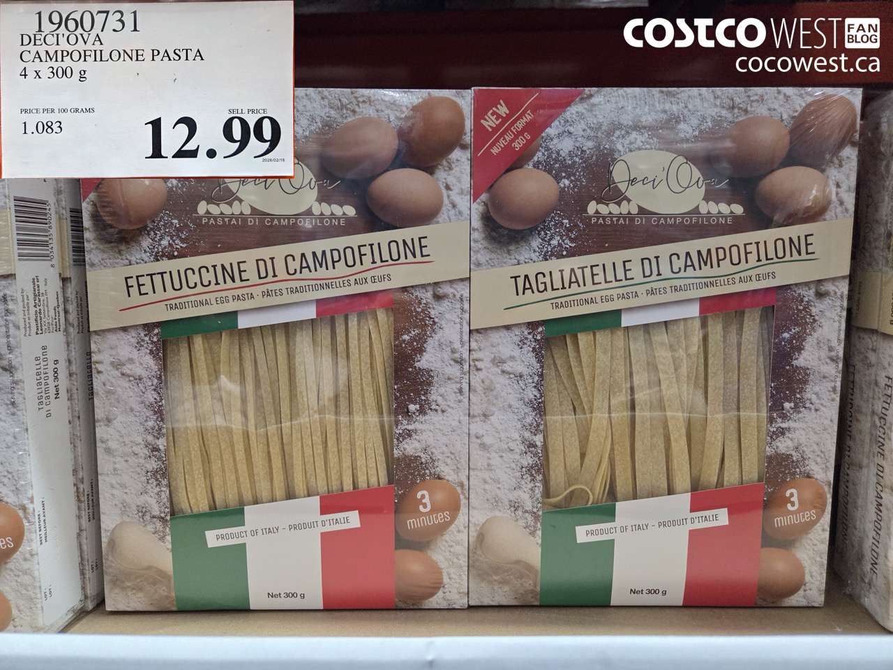 1960731 DECI'OVA CAMPOFILONE PASTA 4 x 300 g $12.99