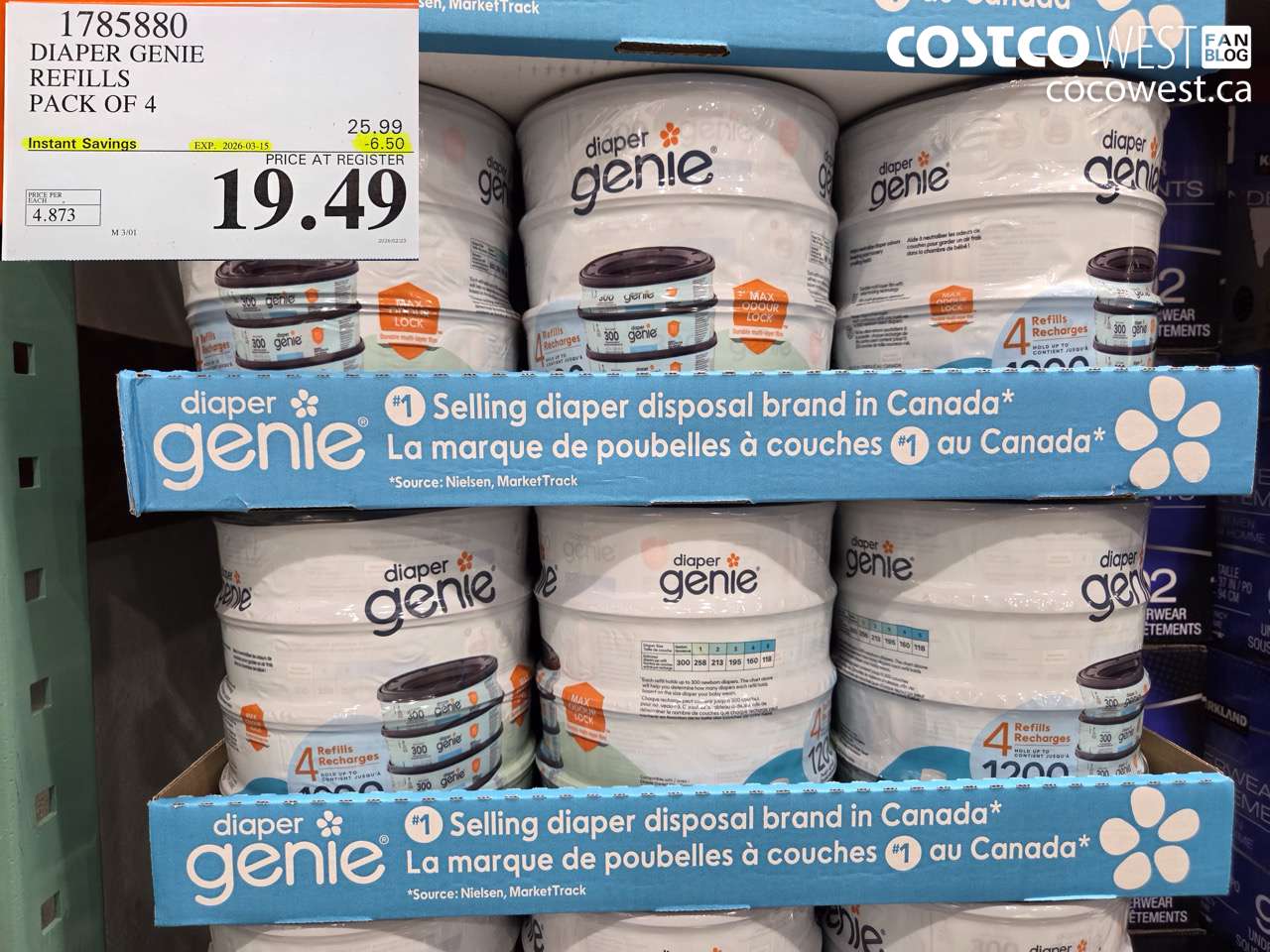 1785880 DIAPER GENIE REFILLS PACK OF 4 ($6.50 INSTANT SAVINGS EXPIRES ON 2026-03-15) $19.49