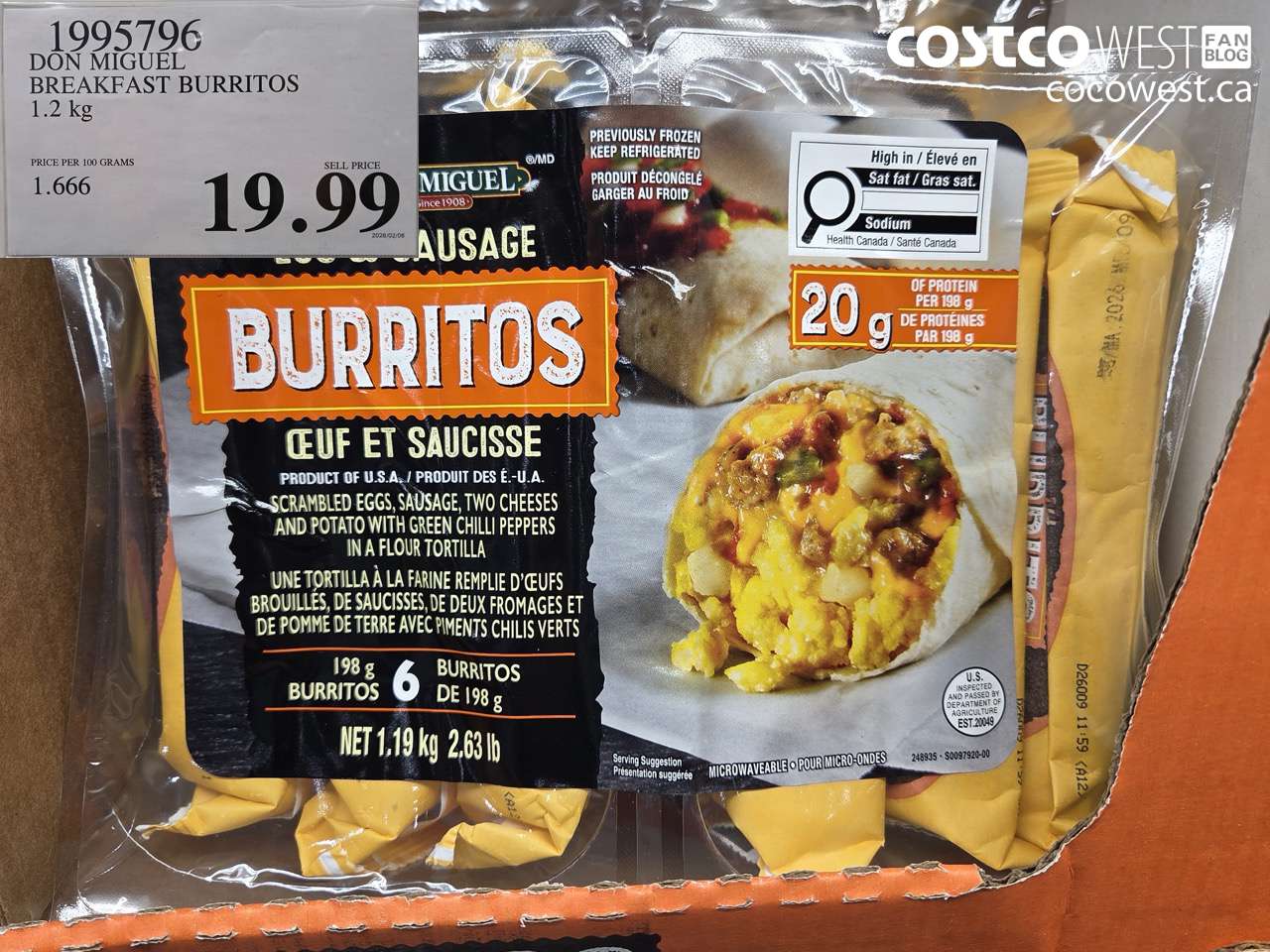1995796 DON MIGUEL BREAKFAST BURRITOS 1.2 kg $19.99