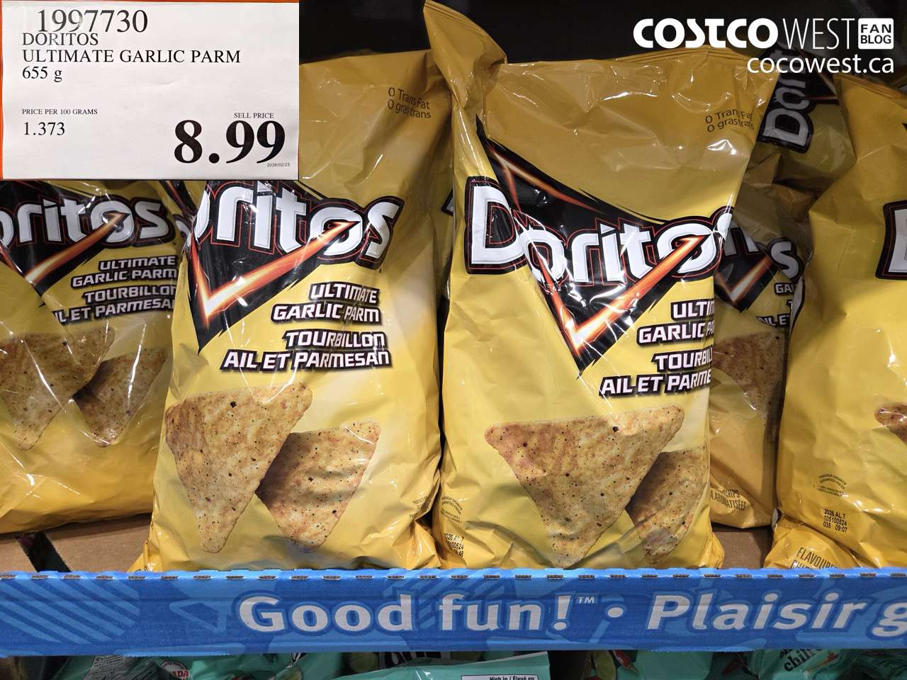 1997730 DORITOS ULTIMATE GARLIC PARM 655 G $8.99