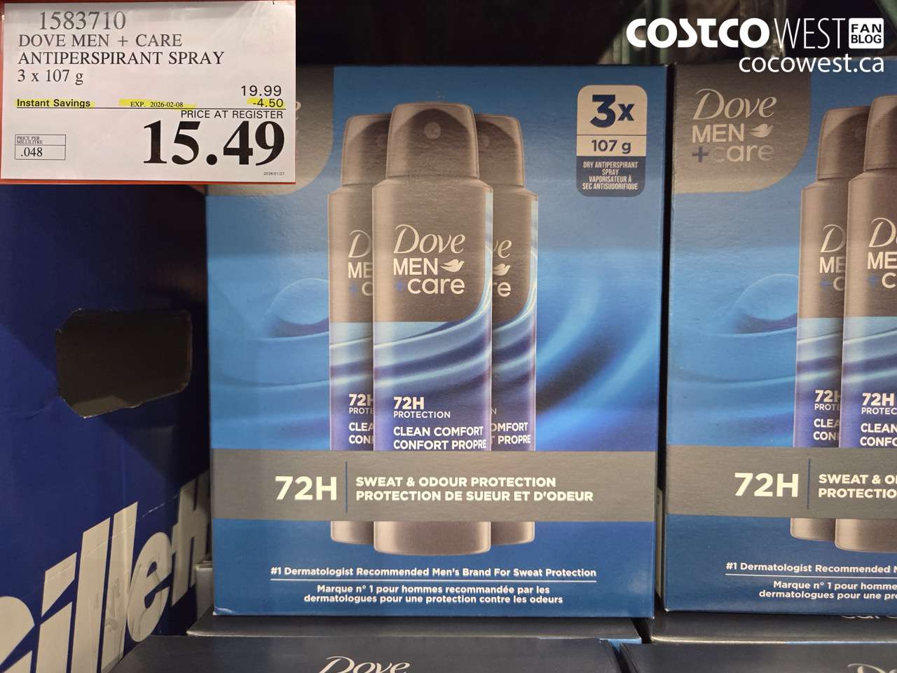 15837110 DOVE MEN + CARE ANTIPERSPIRANT SPRAY 3 x 107 g ($4.50 INSTANT SAVINGS EXPIRES ON 2026-02-08) $15.49