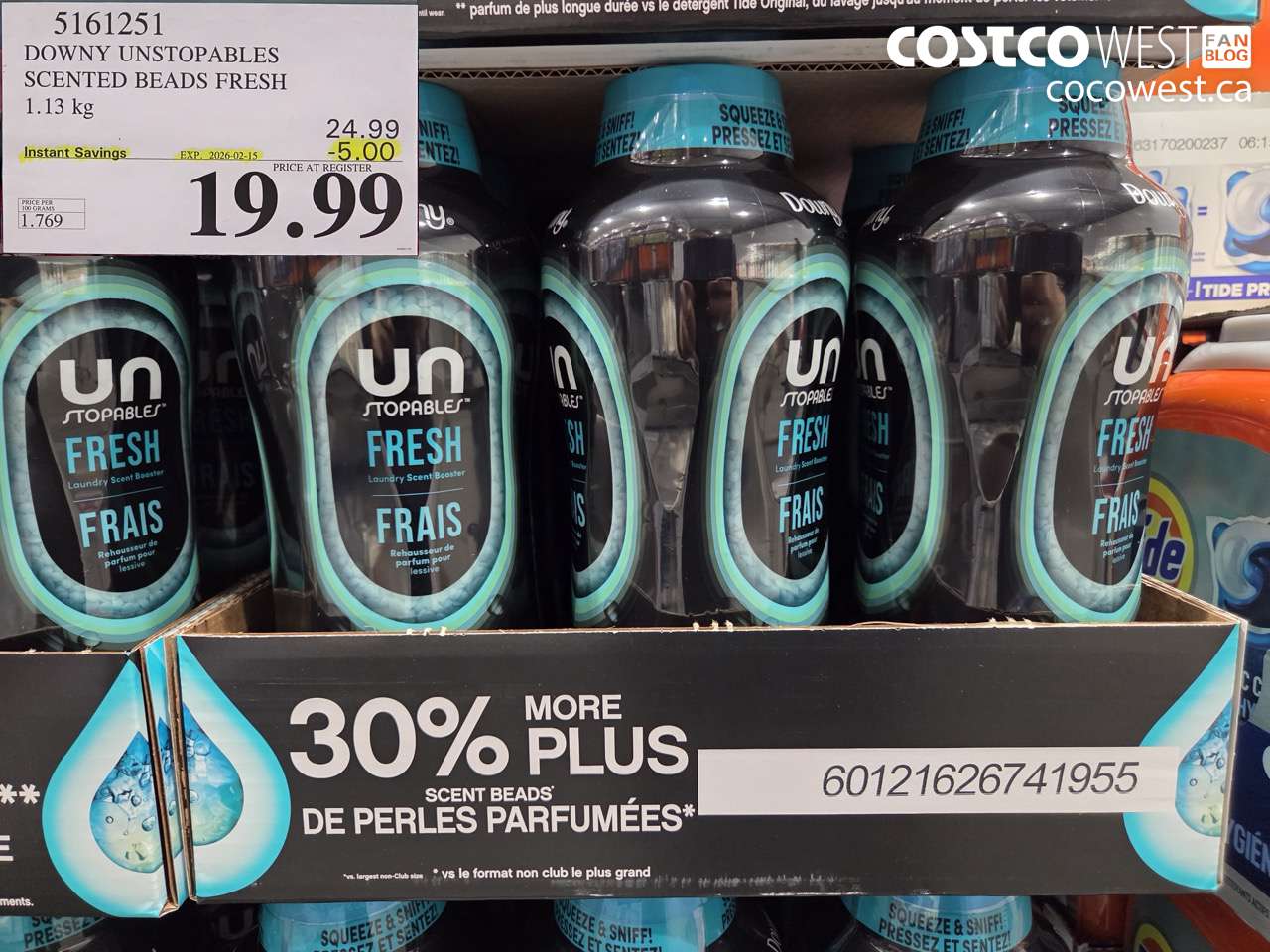 5161251 DOWNY UNSTOPABLES SCENTED BEADS FRESH 1.13 kg ($5.00 INSTANT SAVINGS EXPIRES ON 2026-02-15) $19.99