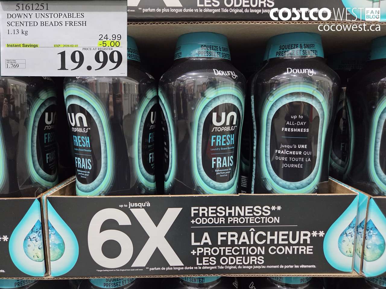 5161251 DOWNY UNSTOPPABLES IN-WASH SCENT BOOSTER 1131 g ($5.00 INSTANT SAVINGS EXPIRES ON 2026-02-15) $19.99