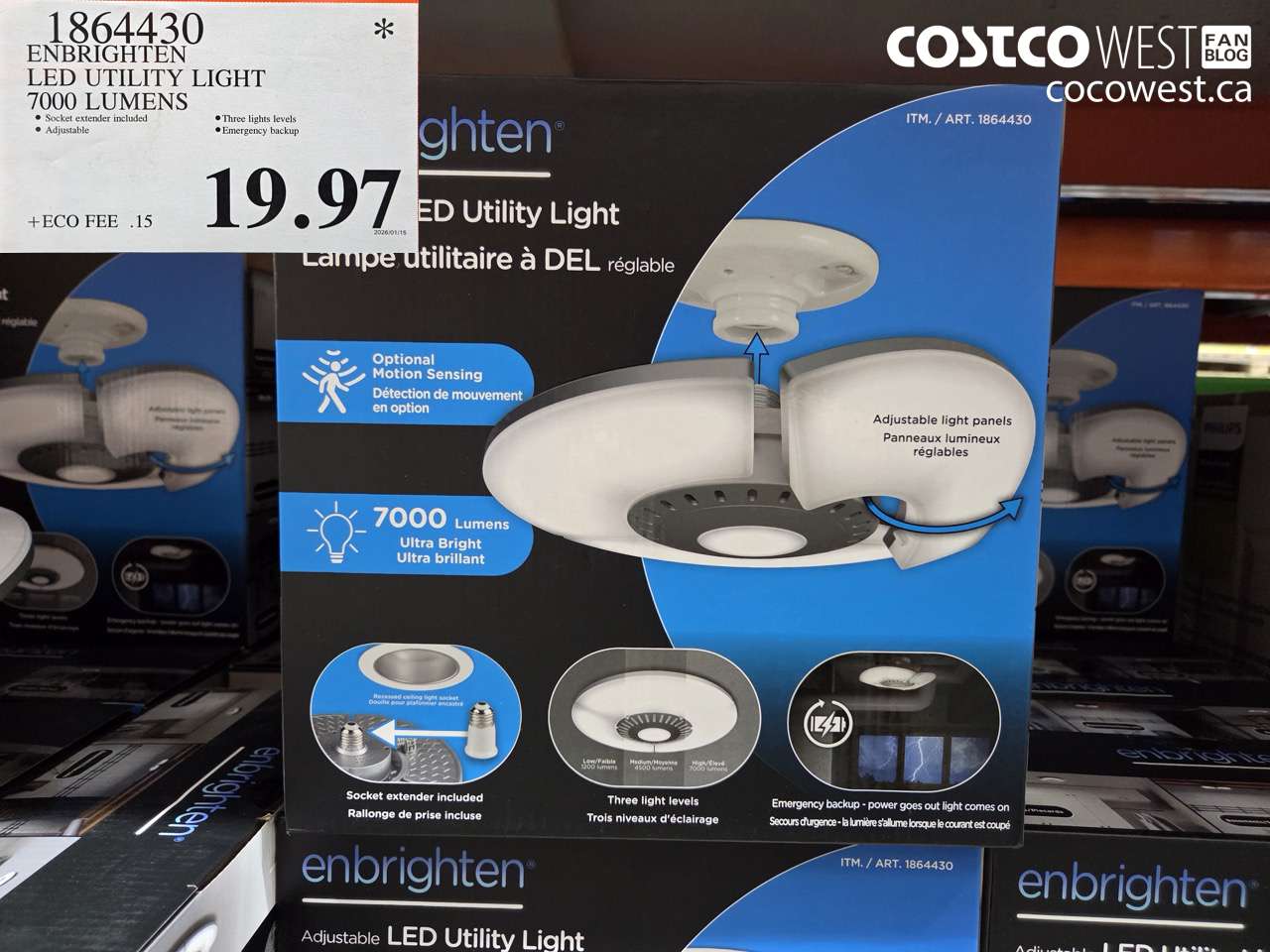 1864430 ENBRIGHTEN LED UTILITY LIGHT 7000 LUMENS $19.97