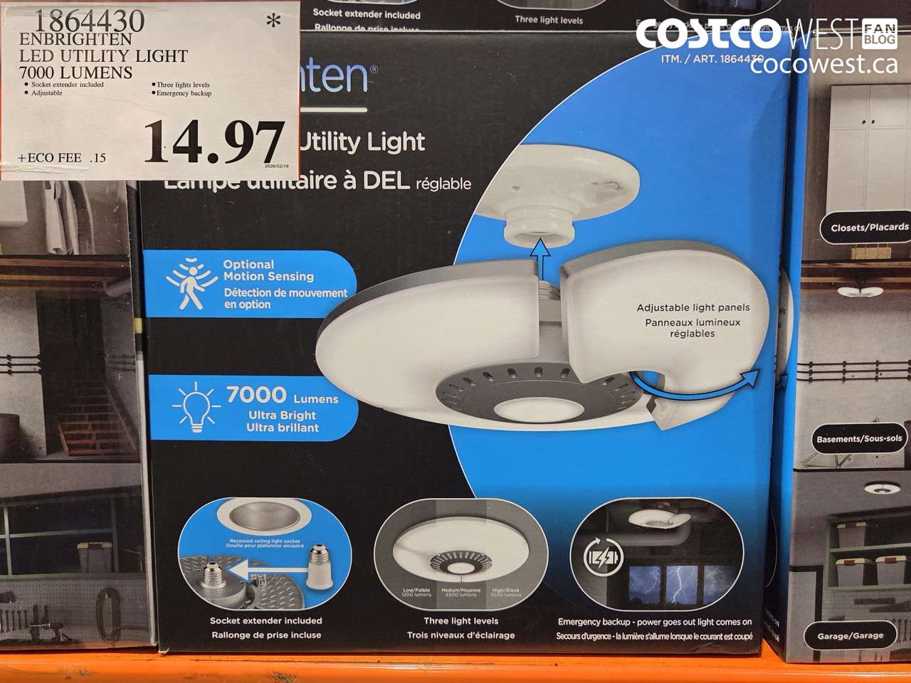 1864430 ENBRIGHTEN LED UTILITY LIGHT 7000 LUMENS $14.97