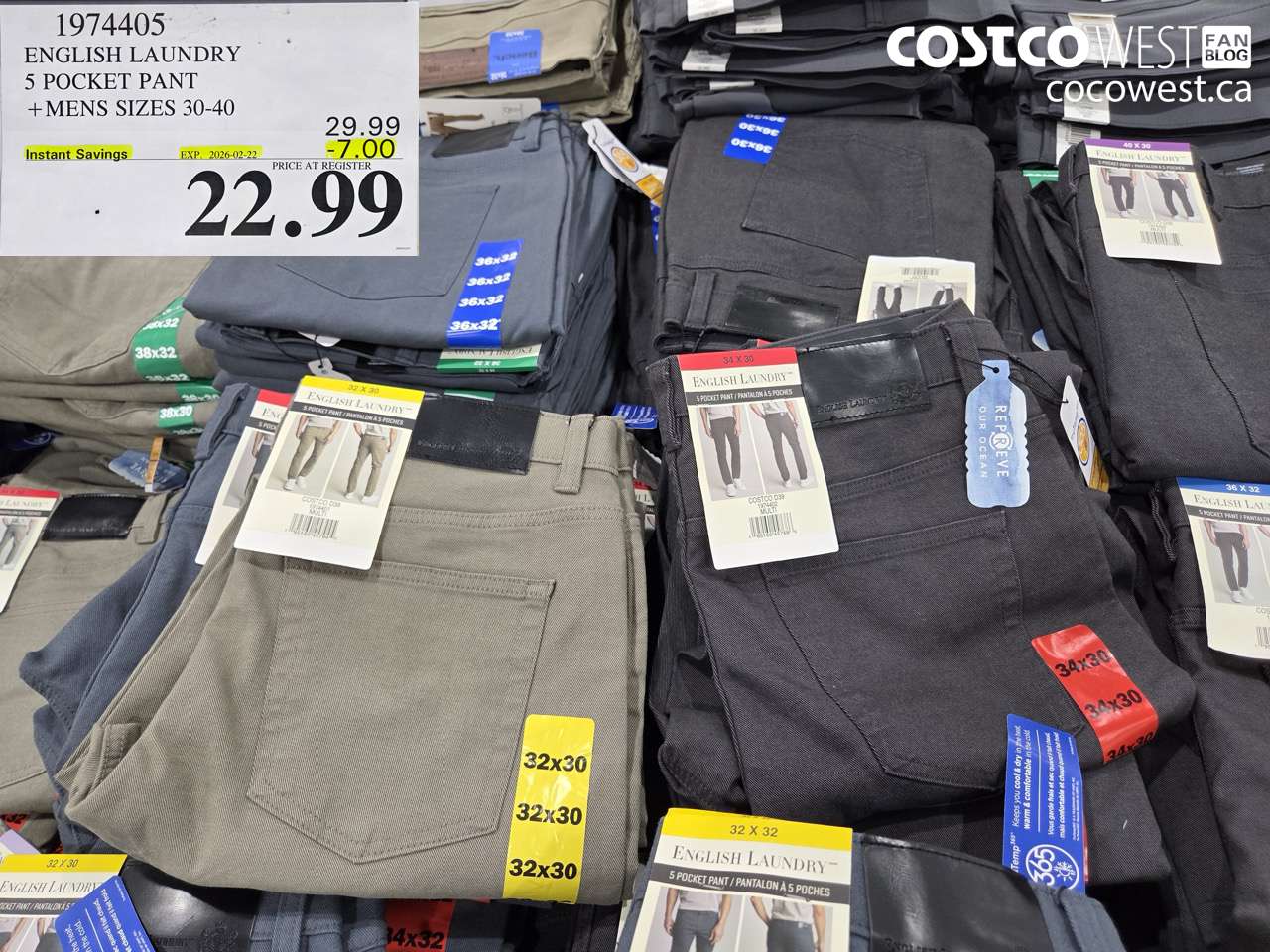 1974405 ENGLISH LAUNDRY 5 POCKET PANT +MENS SIZES 30-40 ($7.00 INSTANT SAVINGS EXPIRES ON 2026-02-22) $22.99