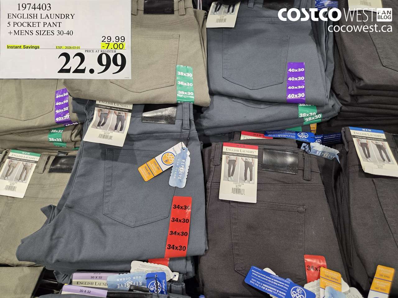 1974403 ENGLISH LAUNDRY 5 POCKET PANT +MENS SIZES 30-40 ($7.00 INSTANT SAVINGS EXPIRES ON 2026-03-01) $22.99