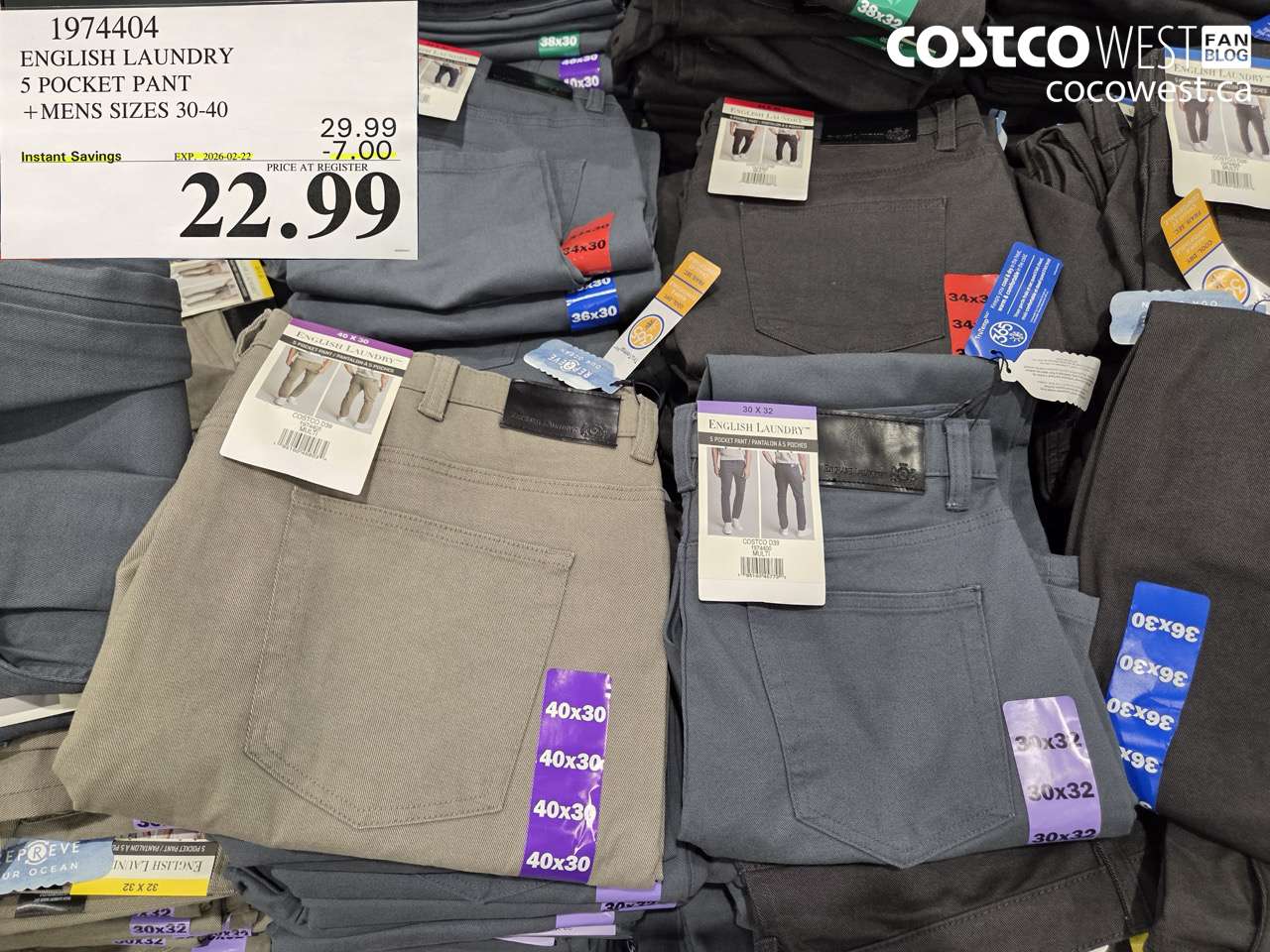 1974404 ENGLISH LAUNDRY 5 POCKET PANT + MENS SIZES 30-40 ($7.00 INSTANT SAVINGS EXPIRES ON 2026-02-22) $22.99