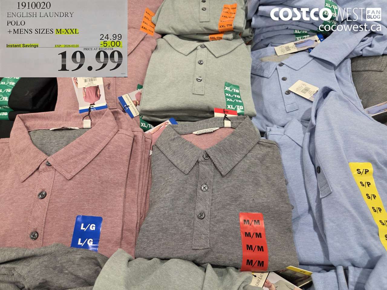 1910020 ENGLISH LAUNDRY POLO + MENS SIZES M-XXL ($5.00 INSTANT SAVINGS EXPIRES ON 2026-03-01) $19.99