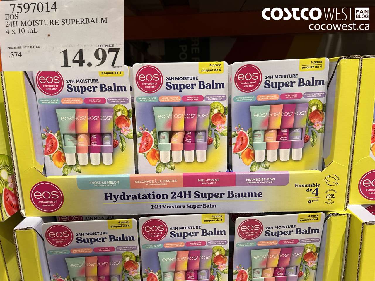 7597014 EOS 24H MOISTURE SUPERBALM 4 x 10 mL $14.97