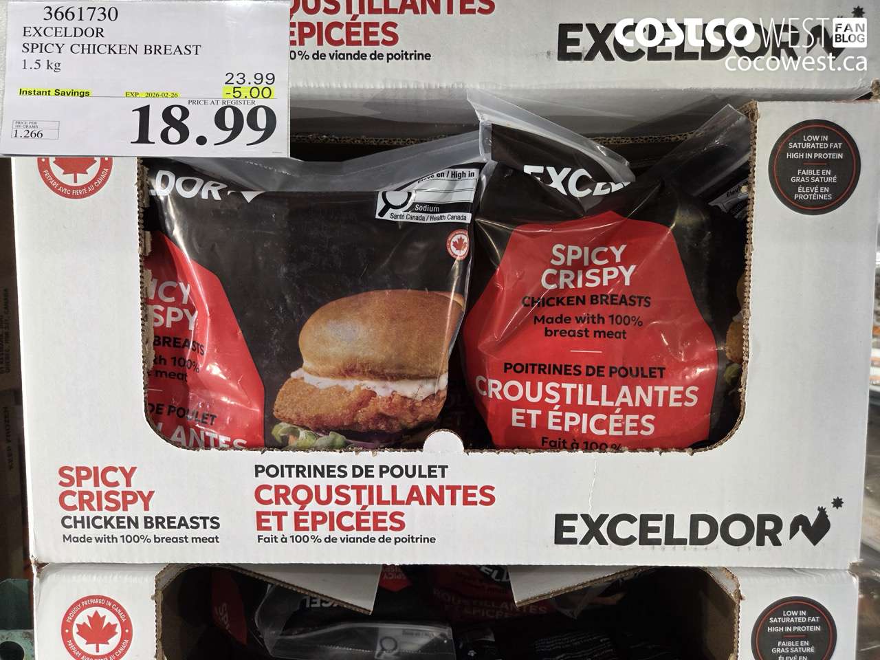 3661730 EXCELDOR SPICY CHICKEN BREAST 1.5 KG ($5.00 INSTANT SAVINGS EXPIRES ON 2026-02-26) $18.99