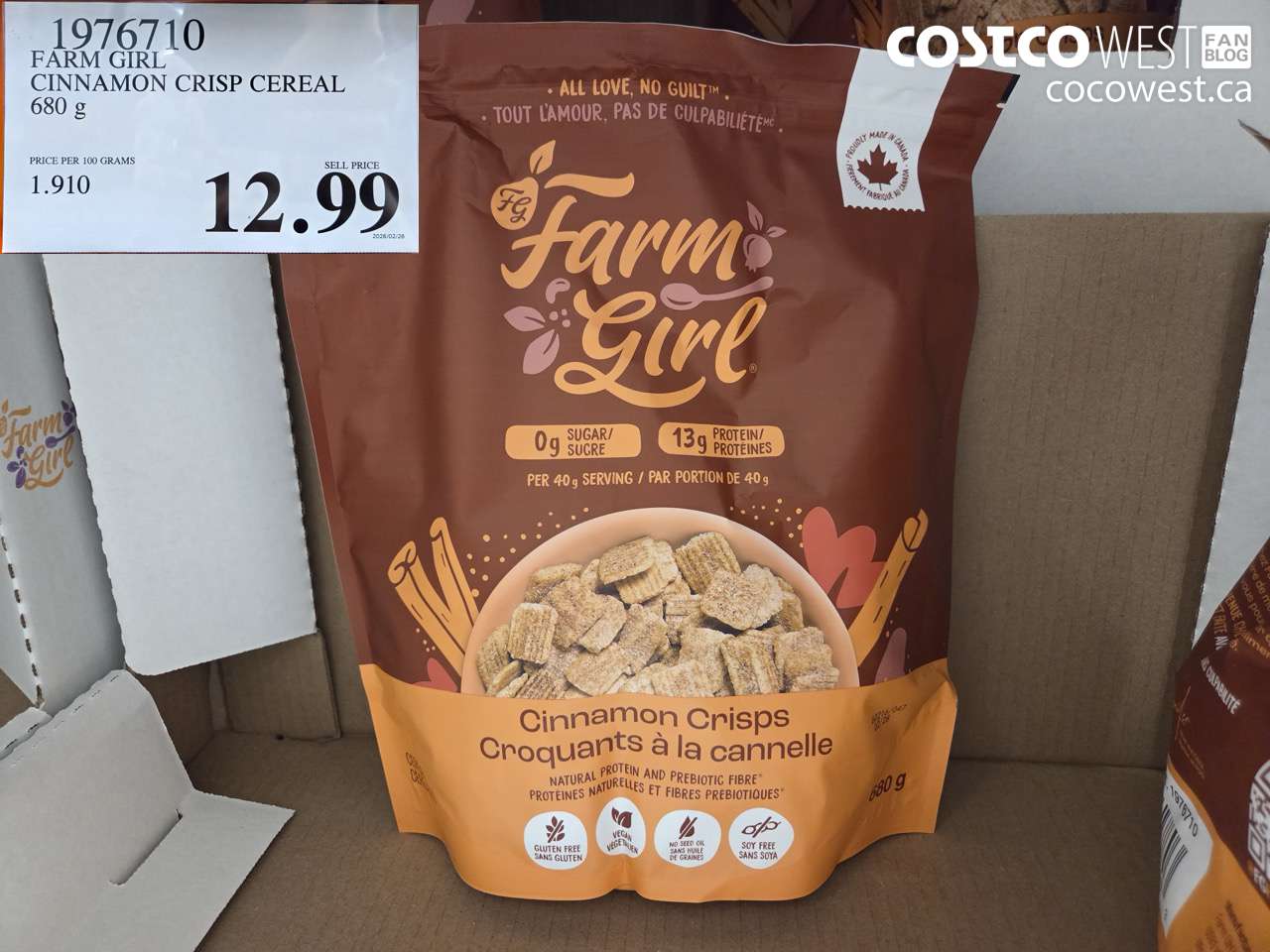 1976710 FARM GIRL CINNAMON CRISP CEREAL 680 G $12.99