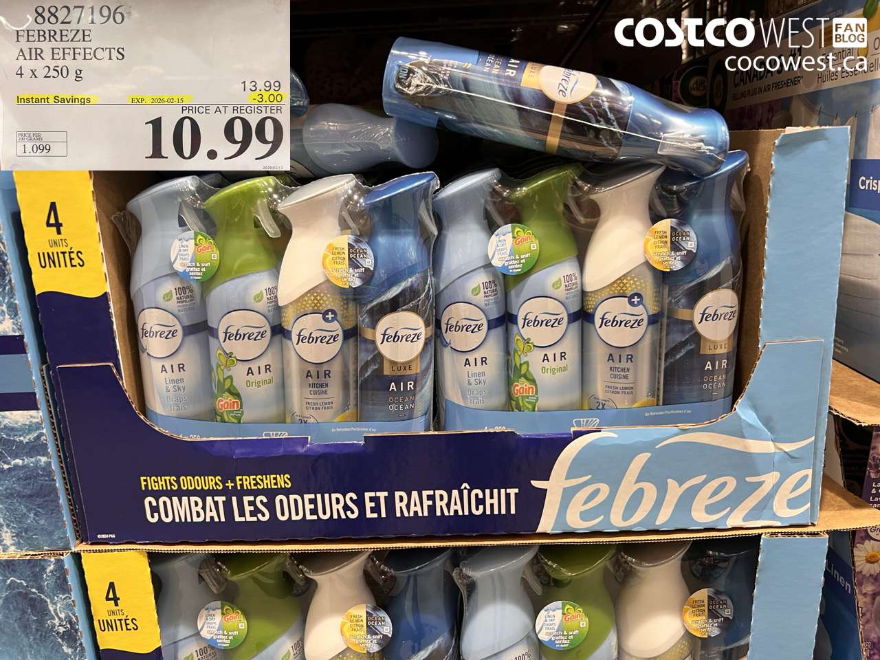 8827196 FEBREZE AIR EFFECTS 4 x 250 g ($3.00 INSTANT SAVINGS EXPIRES ON 2026-02-15) $10.99