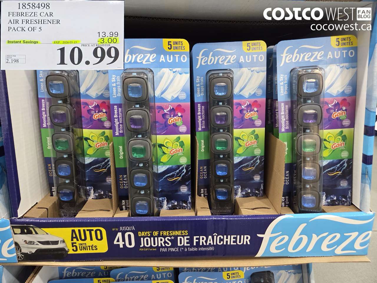 1858498 FEBREZE CAR AIR FRESHENER PACK OF 5 ($3.00 INSTANT SAVINGS EXPIRES ON 2026-03-15) $10.99
