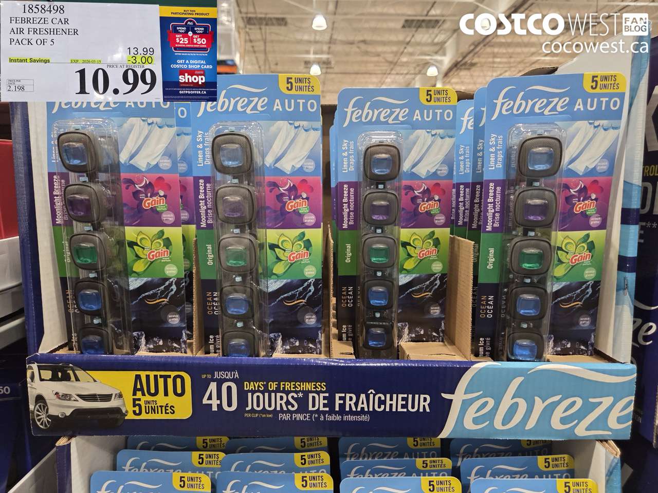 1858498 FEBREZE CAR AIR FRESHENER PACK OF 5 ($3.00 INSTANT SAVINGS EXPIRES ON 2026-03-15) $10.99